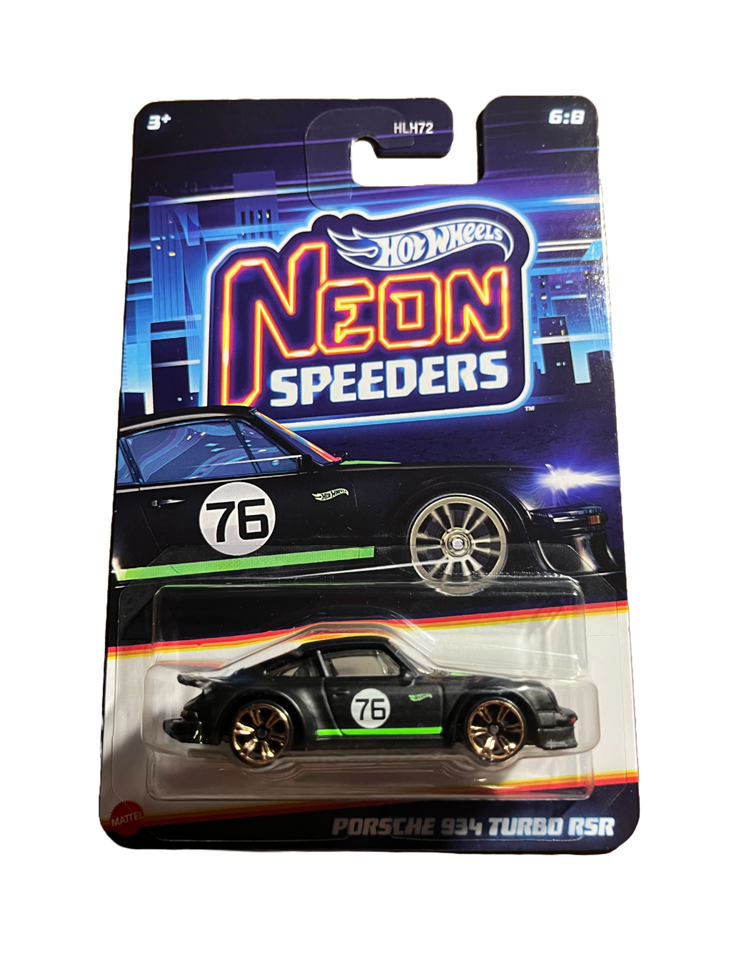 Hot Wheels JCB05 - Porsche 934 Turbo RSR - Neon Speeders 6/8 - long Card