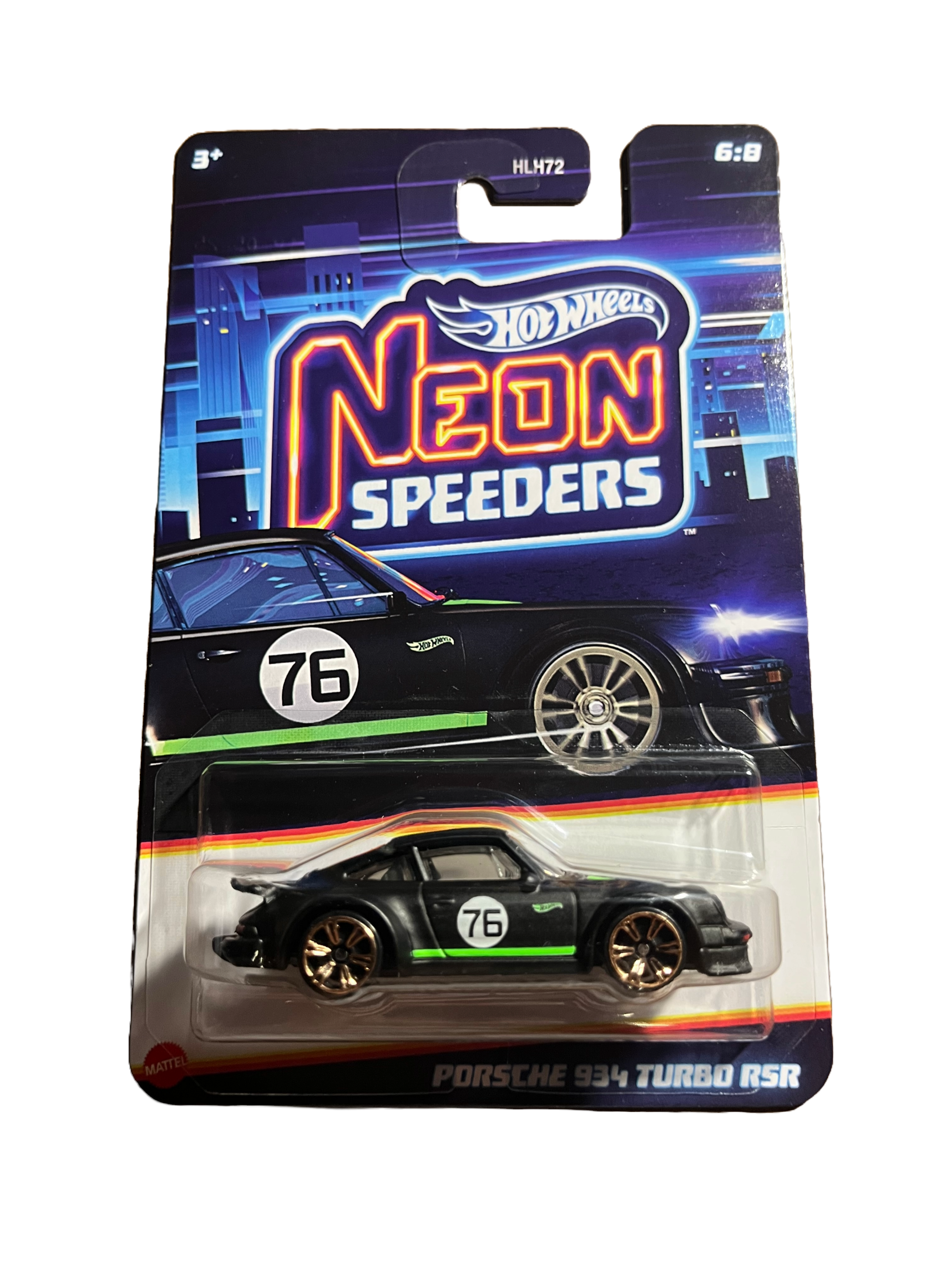 Hot Wheels JCB05 - Porsche 934 Turbo RSR - Neon Speeders 6/8 - long Card