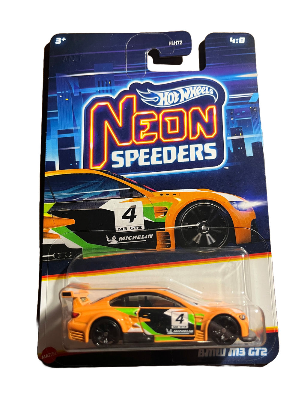 Hot Wheels HRW78 - BMW M3 GT2 - Neon Speeders 4/8 - long Card