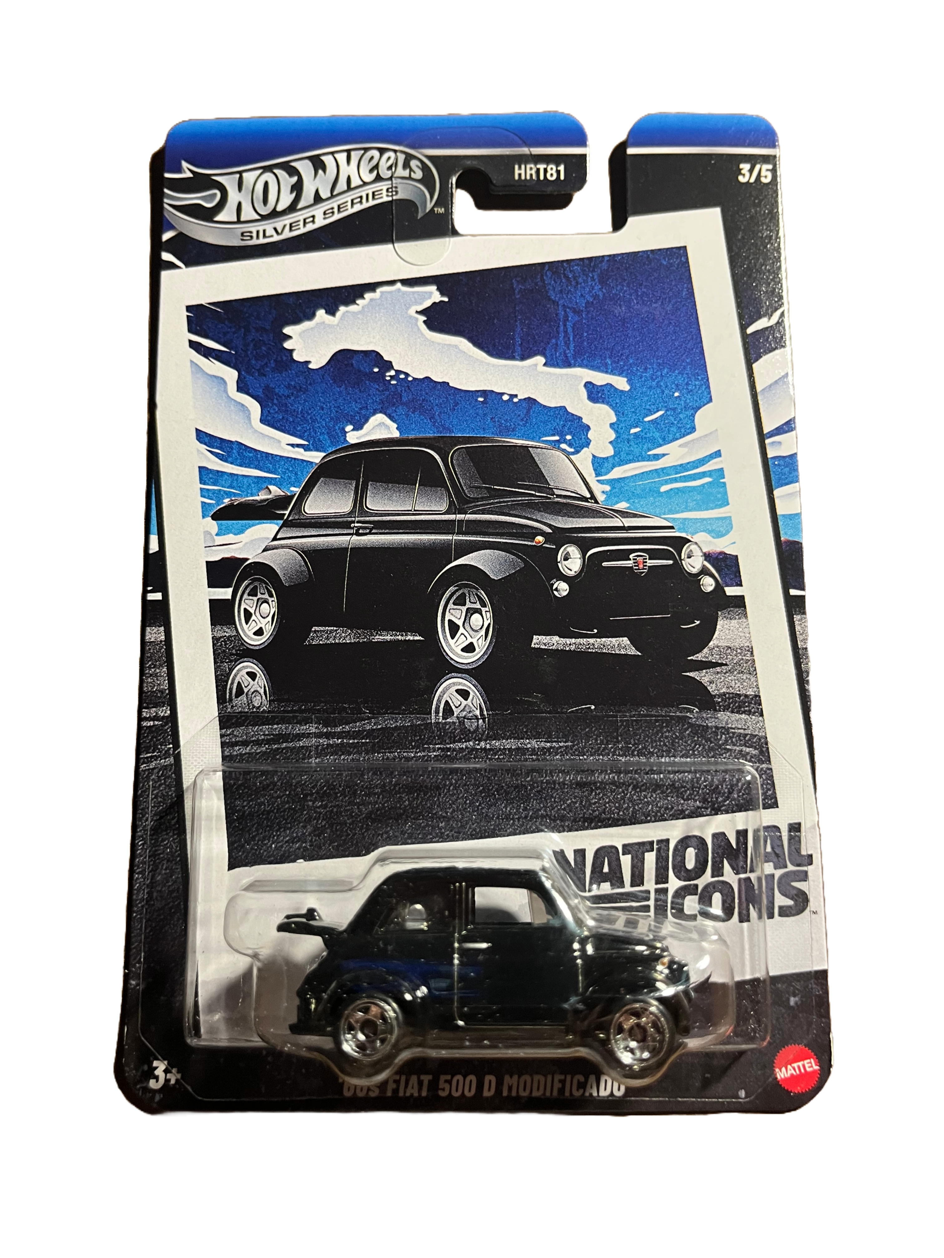 Hot Wheels JBY88 - 60s FIAT 500 D - National Icons 3/5 - Silver Series - long Card