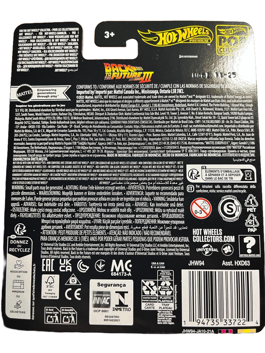 Hot Wheels JHW94 - Back to the Future Time Machine-1955 - Premium