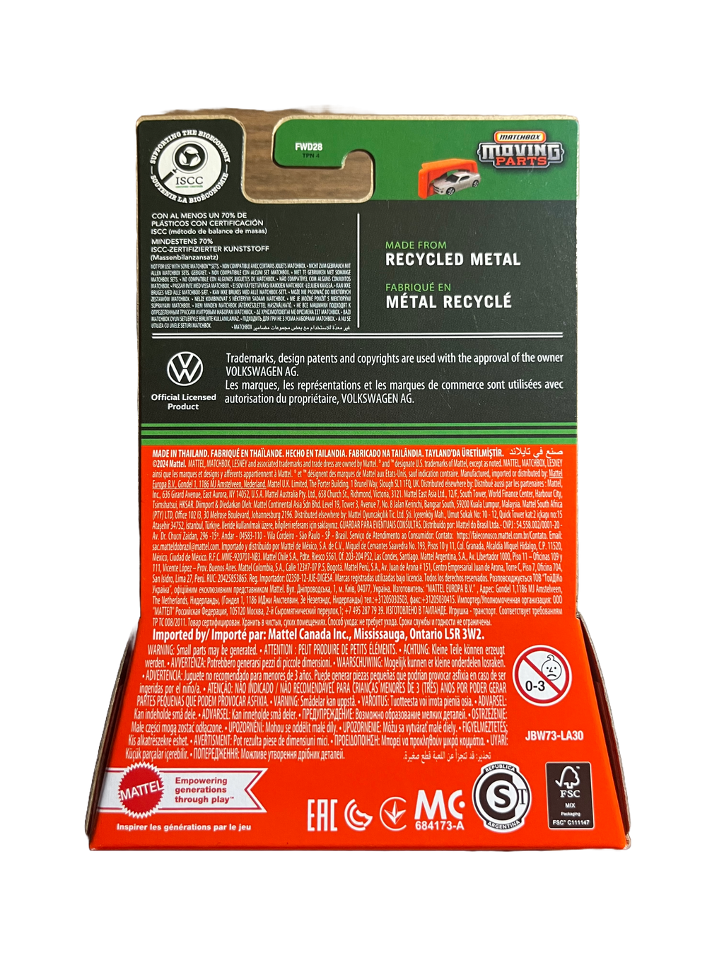 Matchbox JBW73 - 1987 Volkswagen Golf MK 1 Cabriolet - Moving Parts