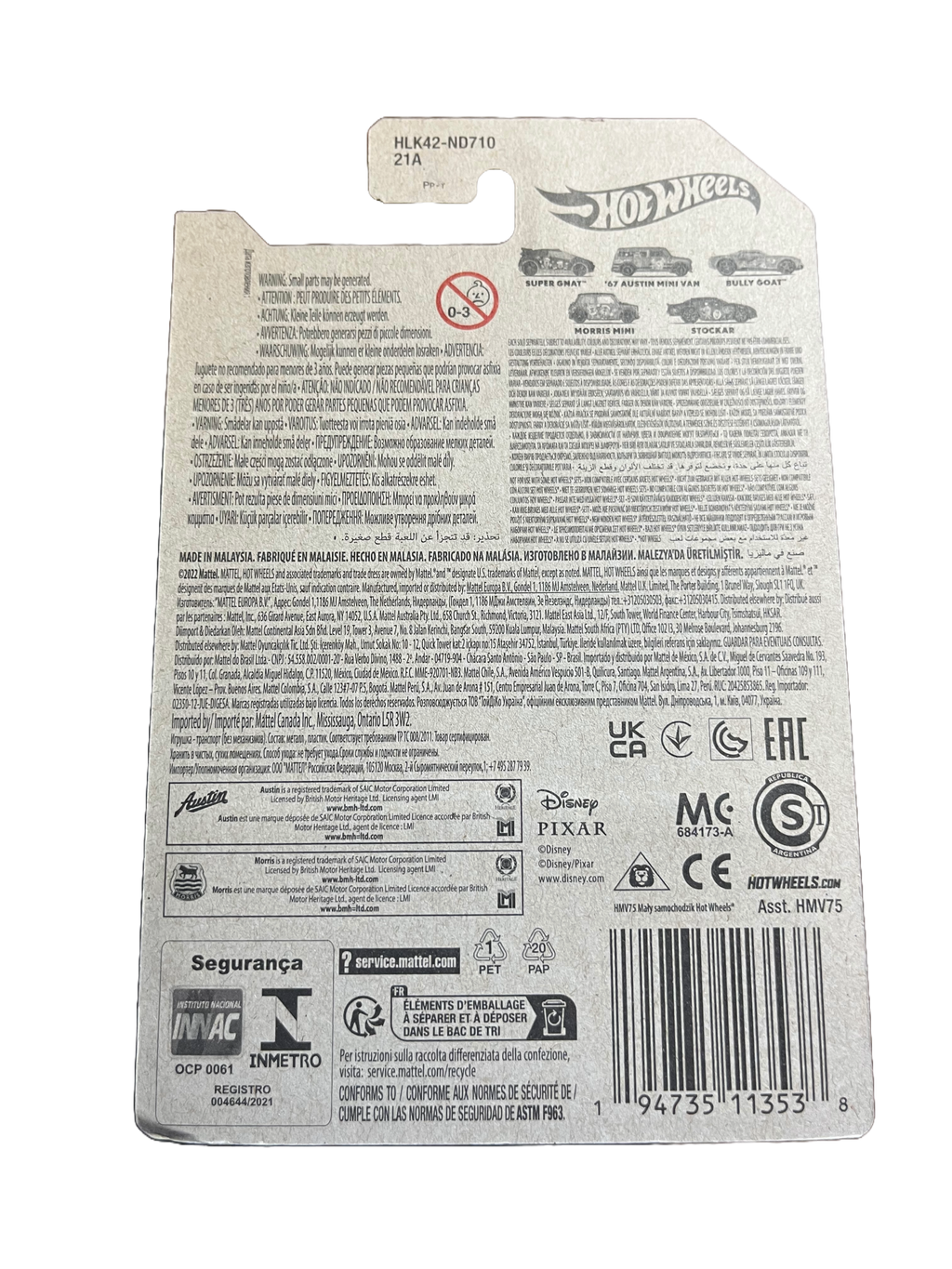Hot Wheels HLK42 - Stockar - Disney 100 5/5 - long Card