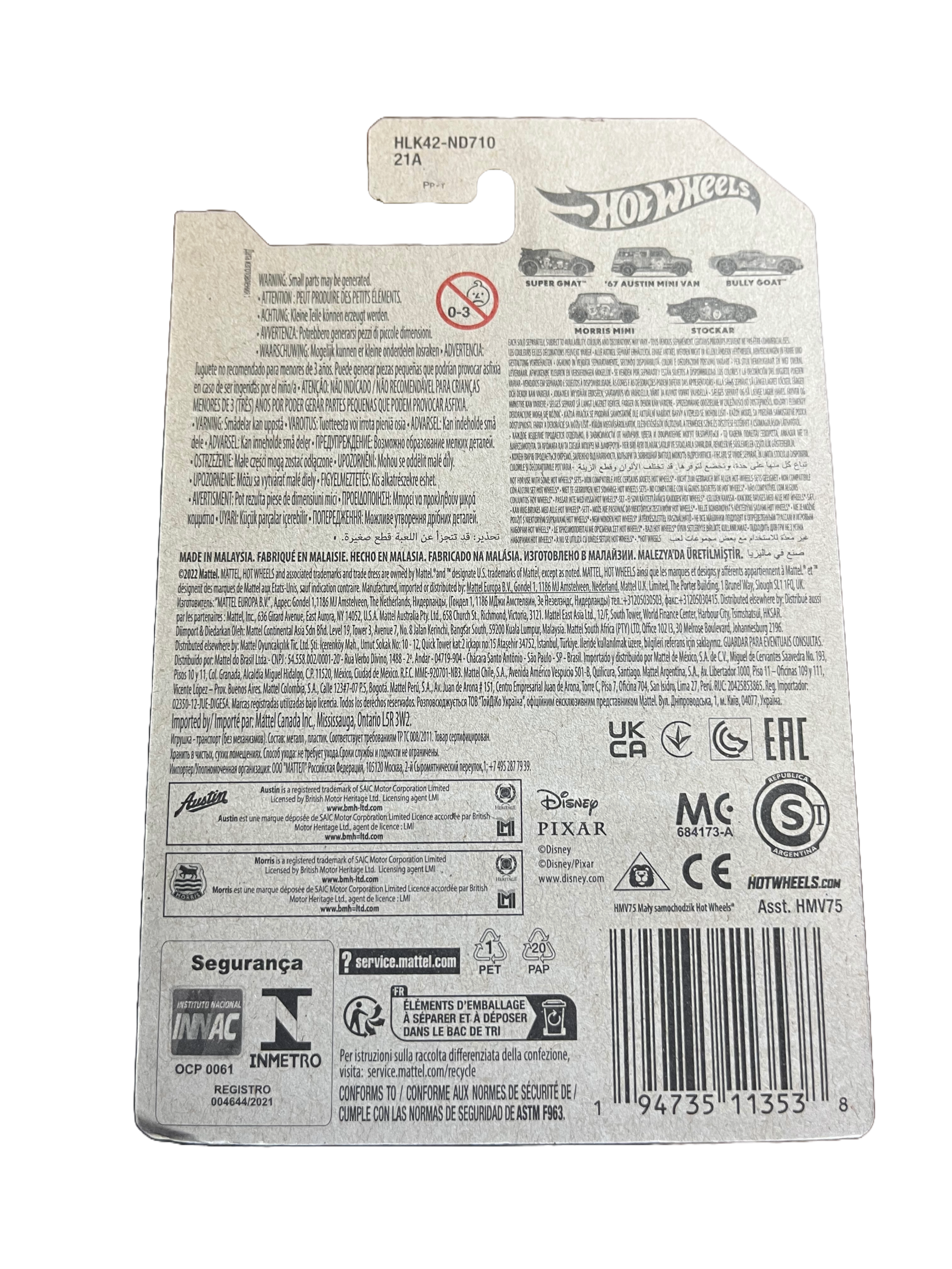 Hot Wheels HLK42 - Stockar - Disney 100 5/5 - long Card