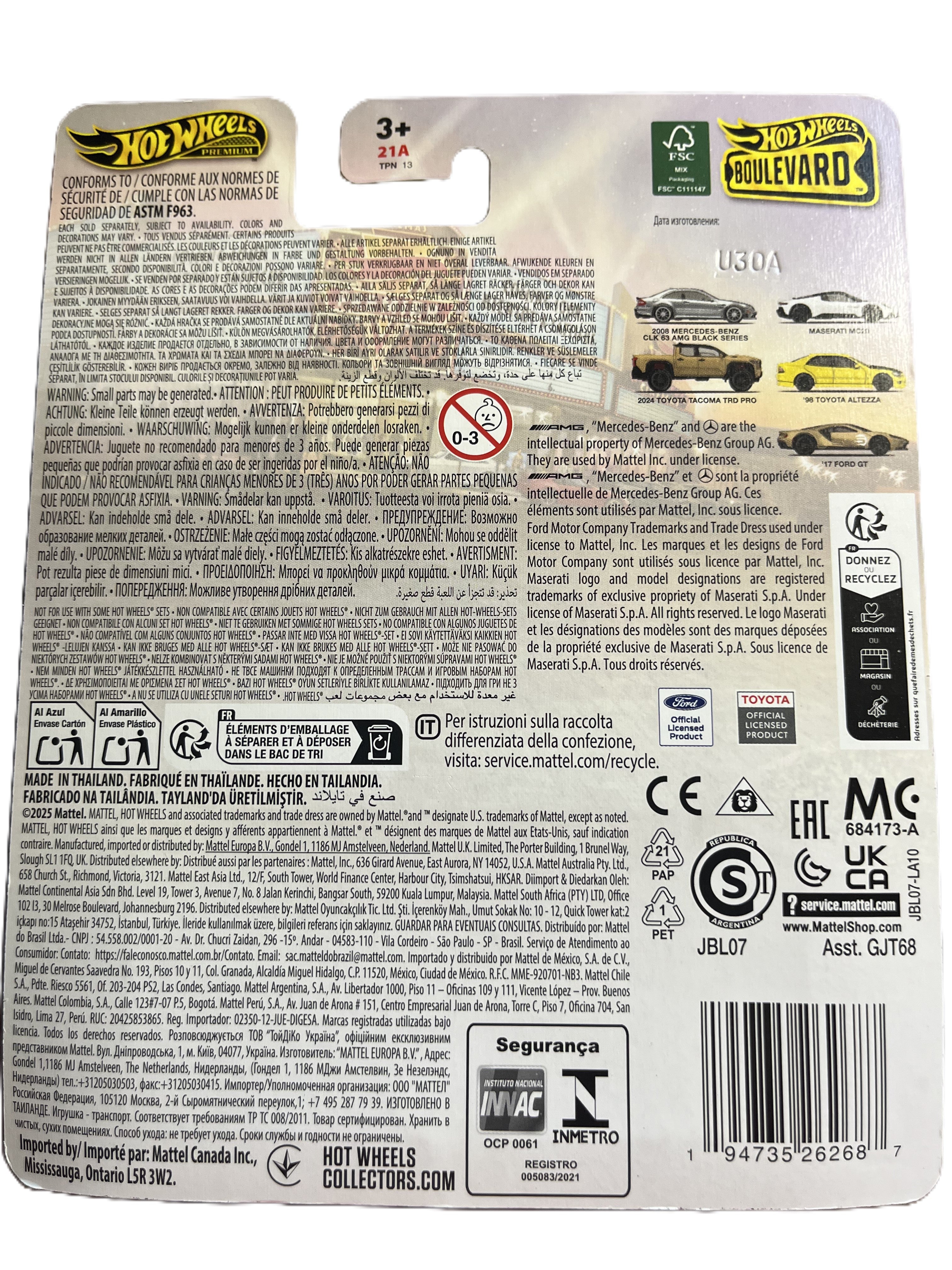 Hot Wheels JBL07 - 2008 Mercedes-Benz CLK 63 AMG Black Series - Boulevard 126 - Premium