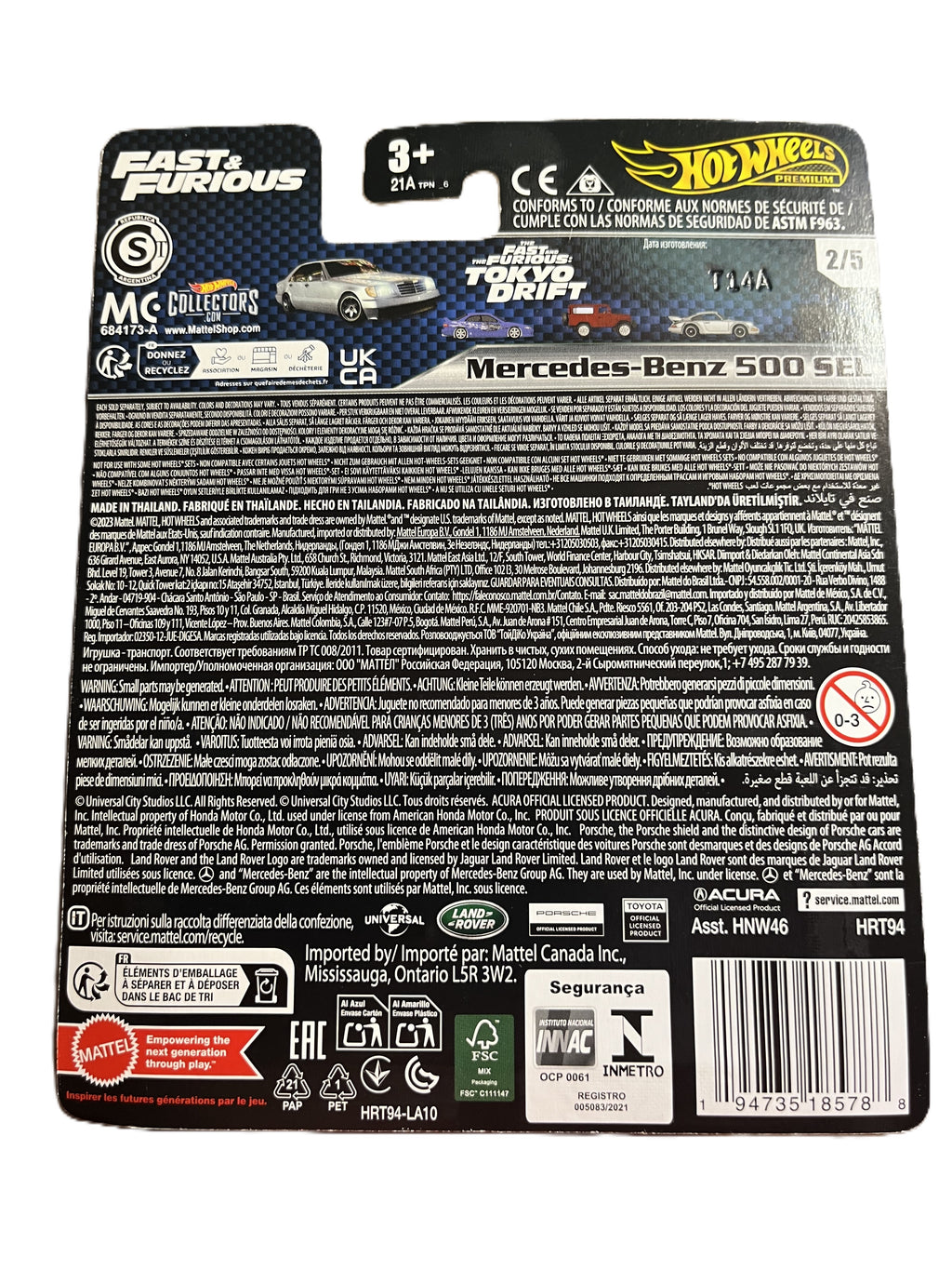 Hot Wheels HRT94 - Mercedes-Benz 500 SEL - Fast & Furious 2/5 - Premium