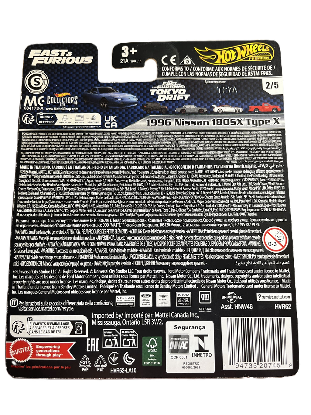 Hot Wheels HVR62 - 1996 Nissan 180SX Type X - Fast & Furious - Premium 2/5