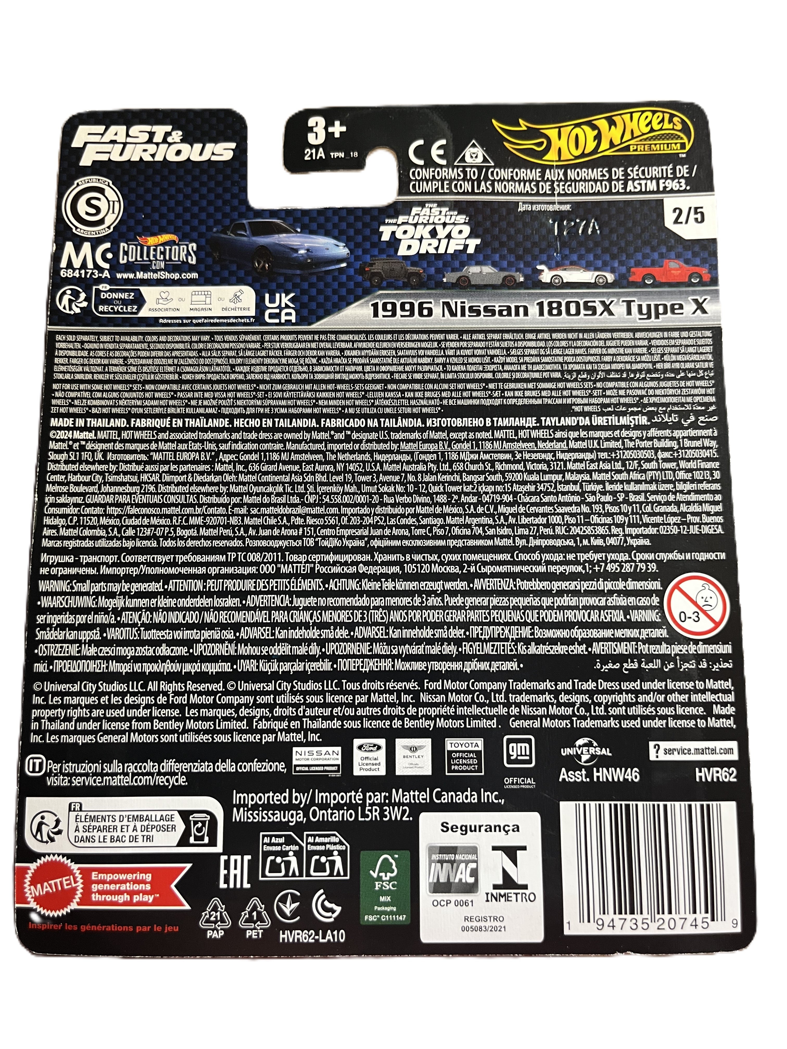 Hot Wheels HVR62 - 1996 Nissan 180SX Type X - Fast & Furious - Premium 2/5