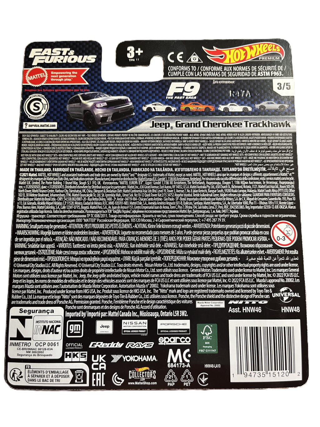 Hot Wheels HNW48 - Fast & Furious 3/5 - Jeep Grand Cherokee Truckhawk - Premium