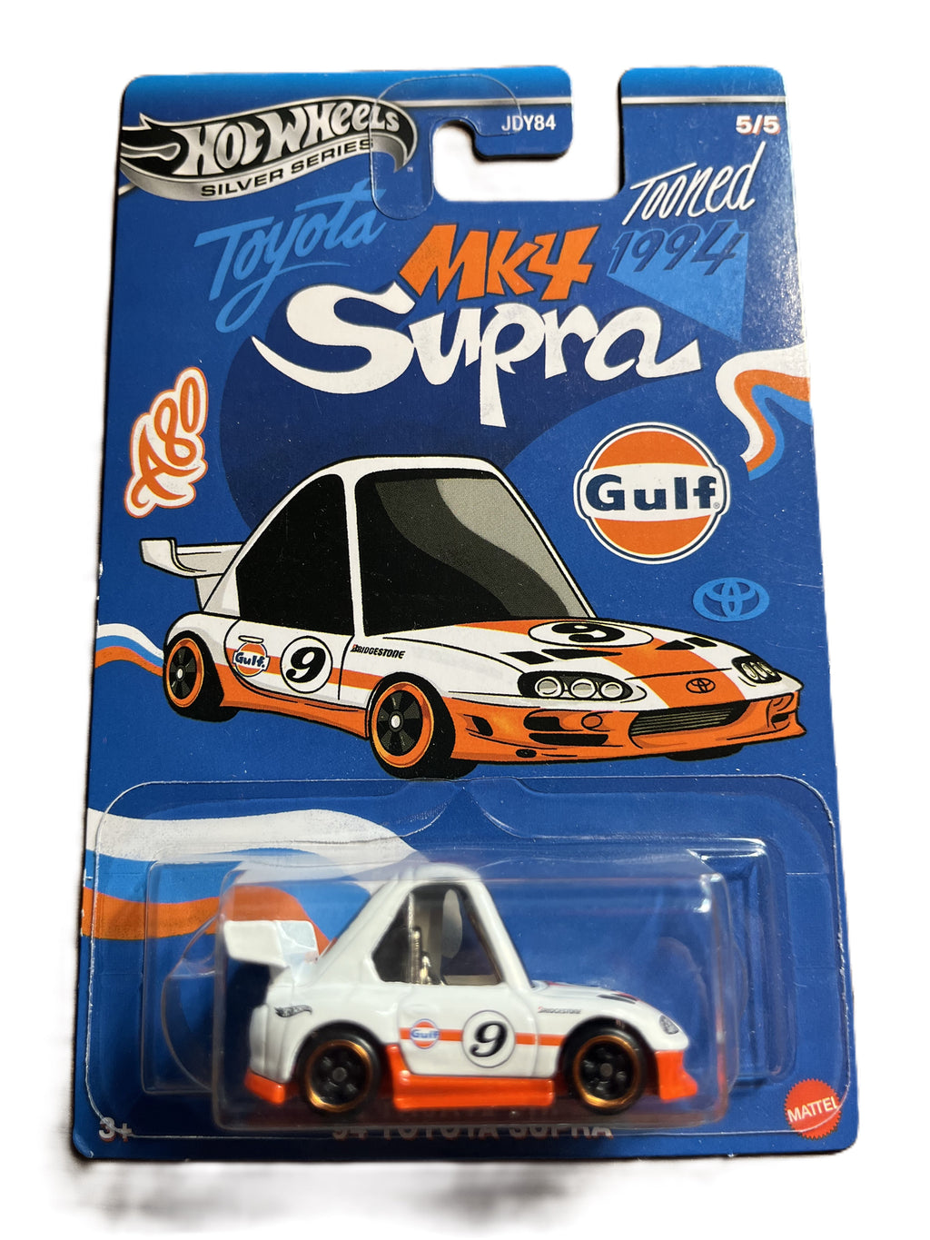 Hot Wheels JCB65 - 94 Toyota Supra - Gulf Tooned 5/5 - long Card Silver Series
