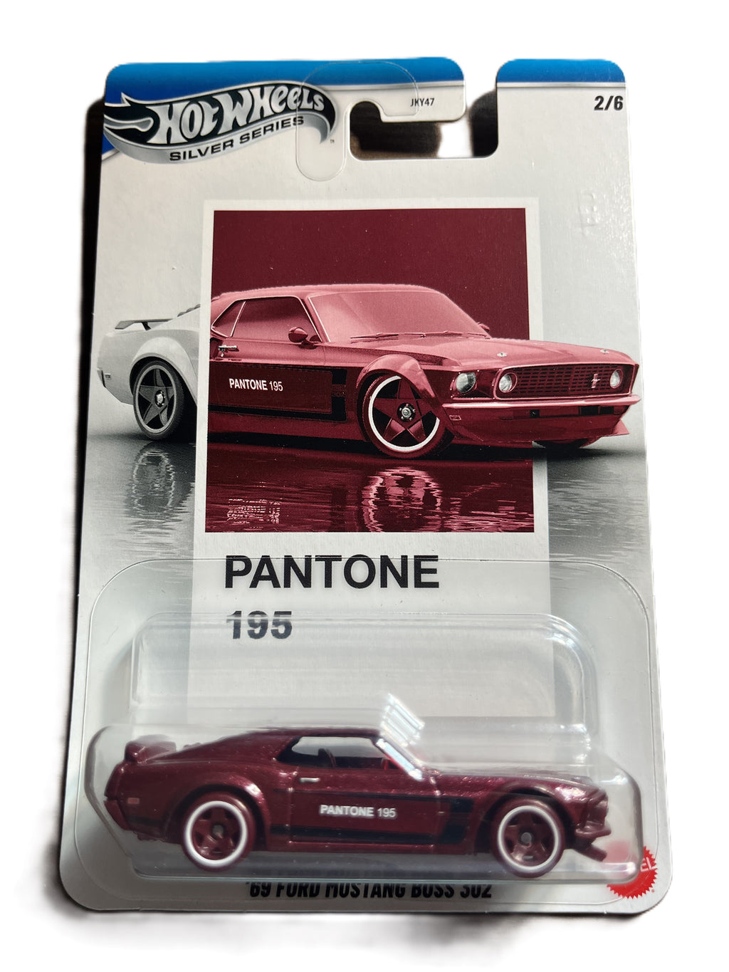 Hot Wheels JKY48 - 69 Ford Mustang Boss 302 - Pantone 2/6 - long Card Silver Series