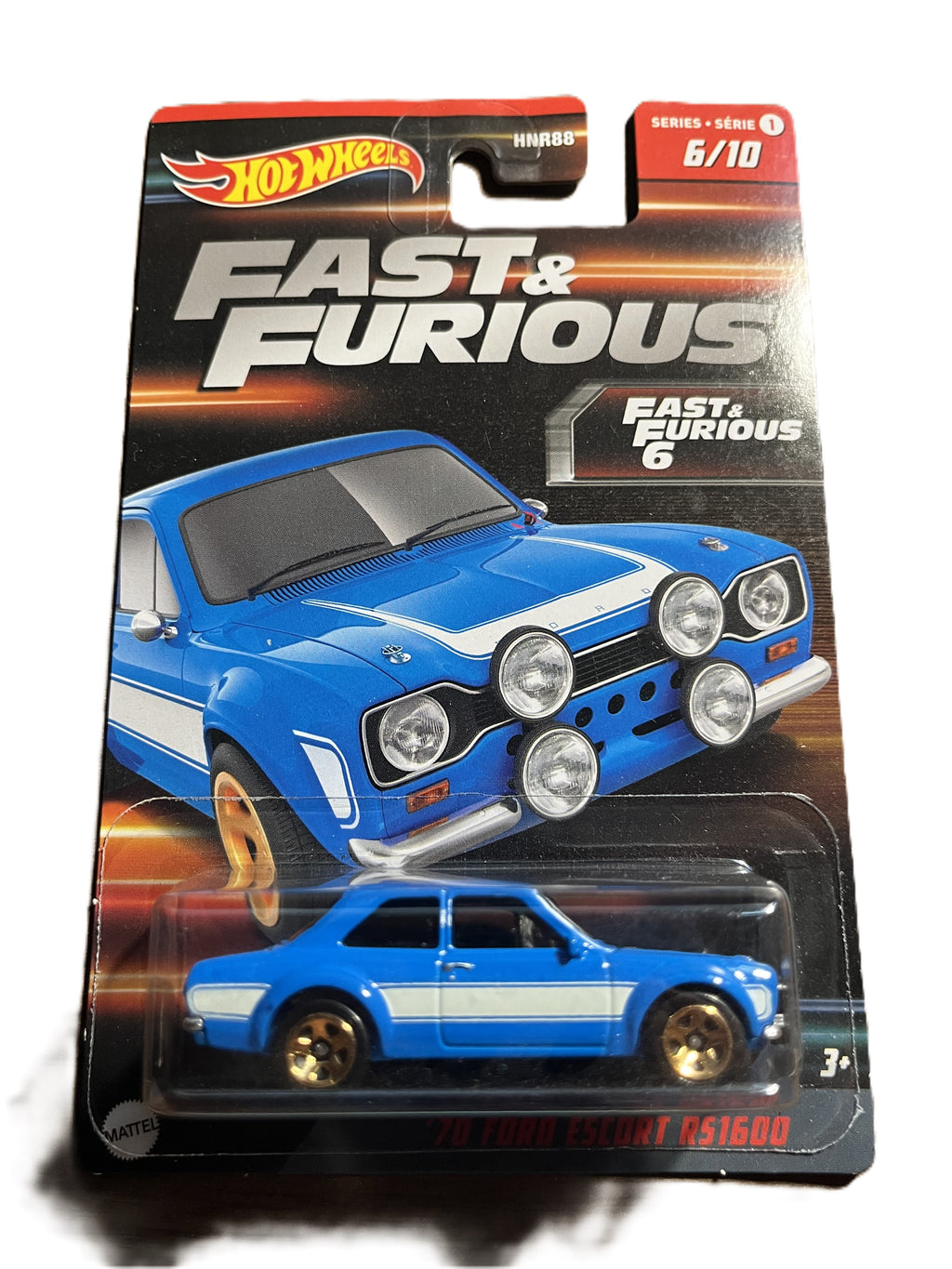 Hot Wheels HNR96 - 70 Ford Escort RS1600 - Fast & Furious - Serie 1 6/10 - long Card