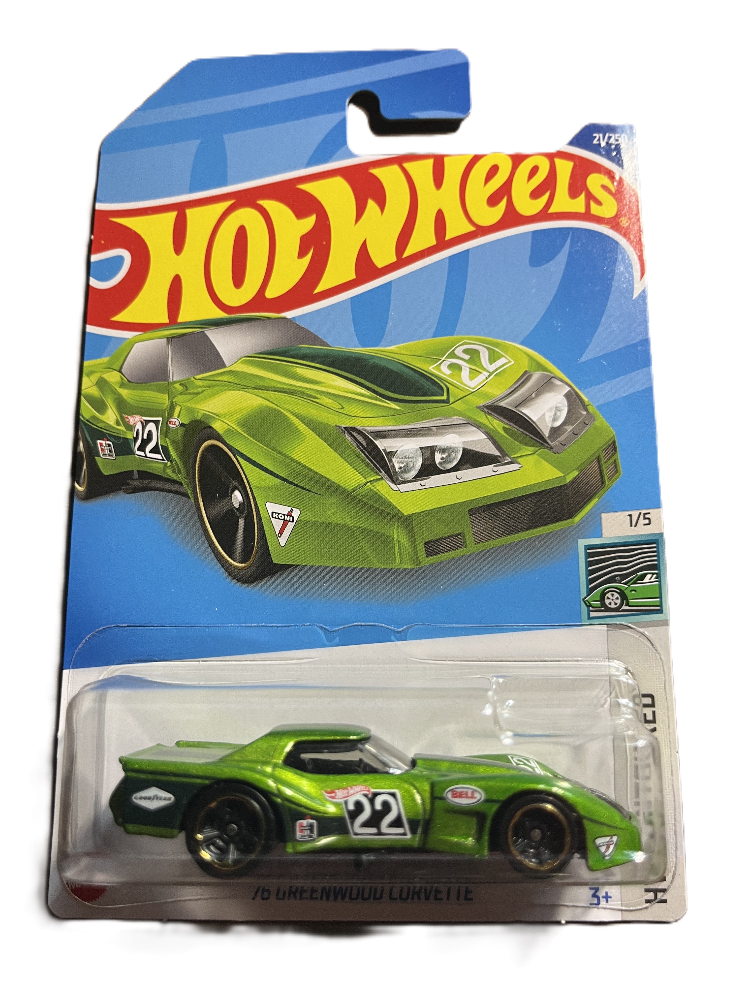 Hot Wheels HCW80 - 76 Greenwood Corvette - long Card