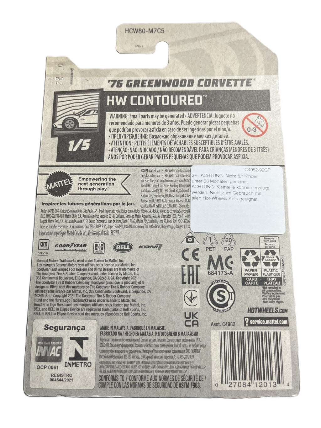 Hot Wheels HCW80 - 76 Greenwood Corvette - long Card