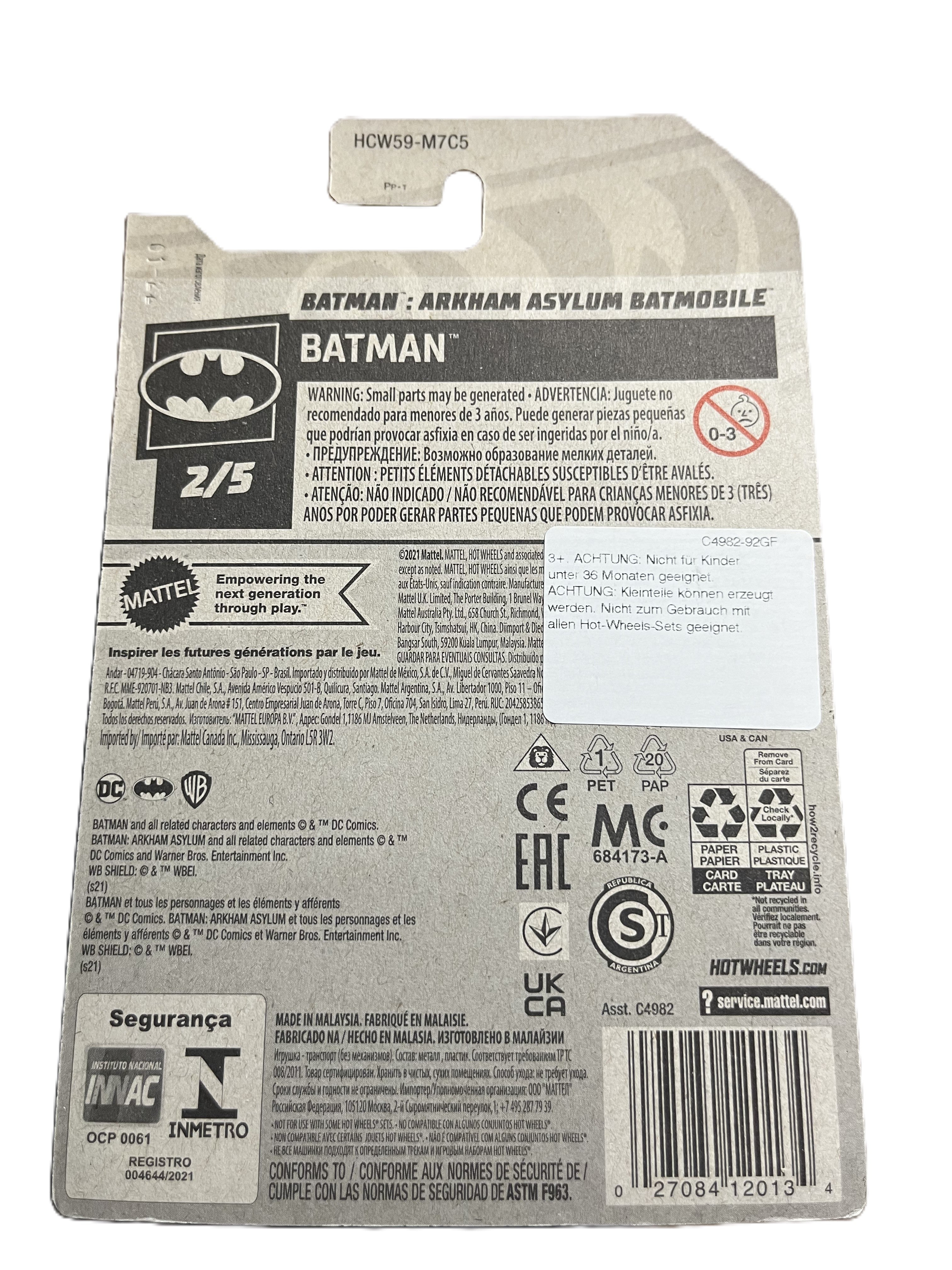 Hot Wheels HCW59 - Batman: Arkham Asylum Batmobile - long Card