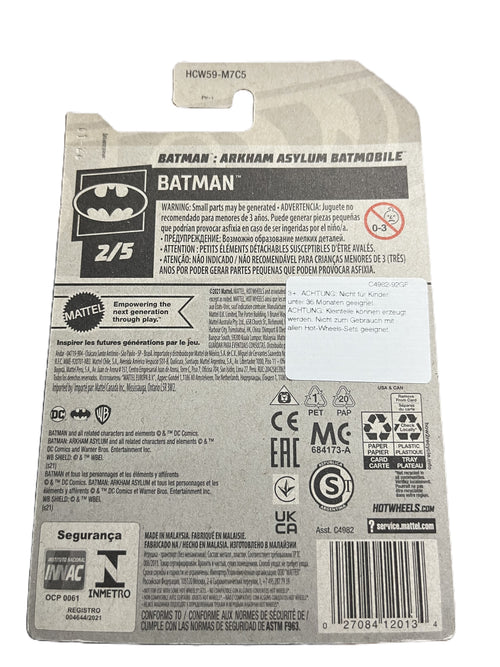Hot Wheels HCW59 - Batman: Arkham Asylum Batmobile - long Card