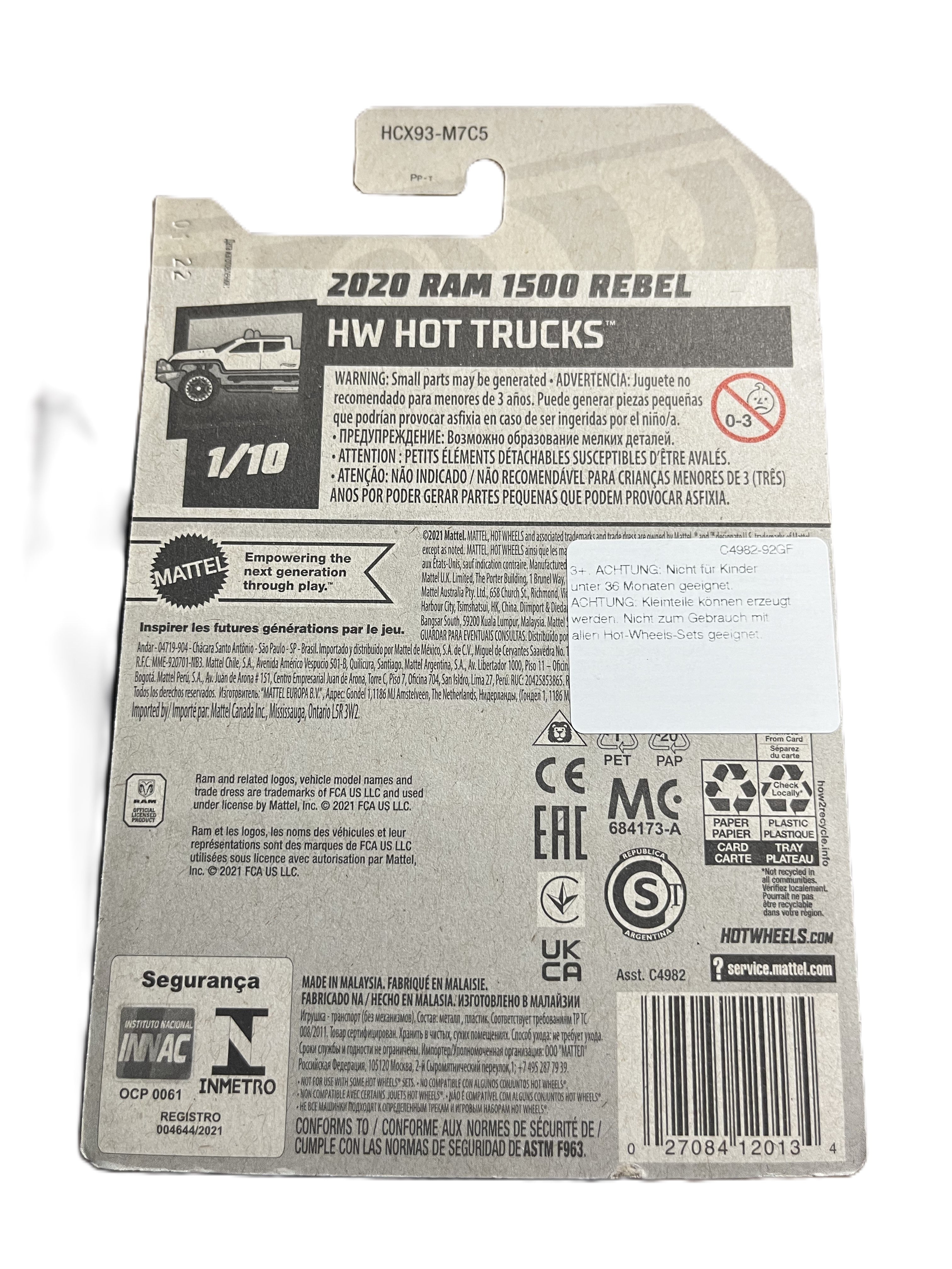 Hot Wheels HCX93 - 2020 Ram 1500 Rebel - long Card