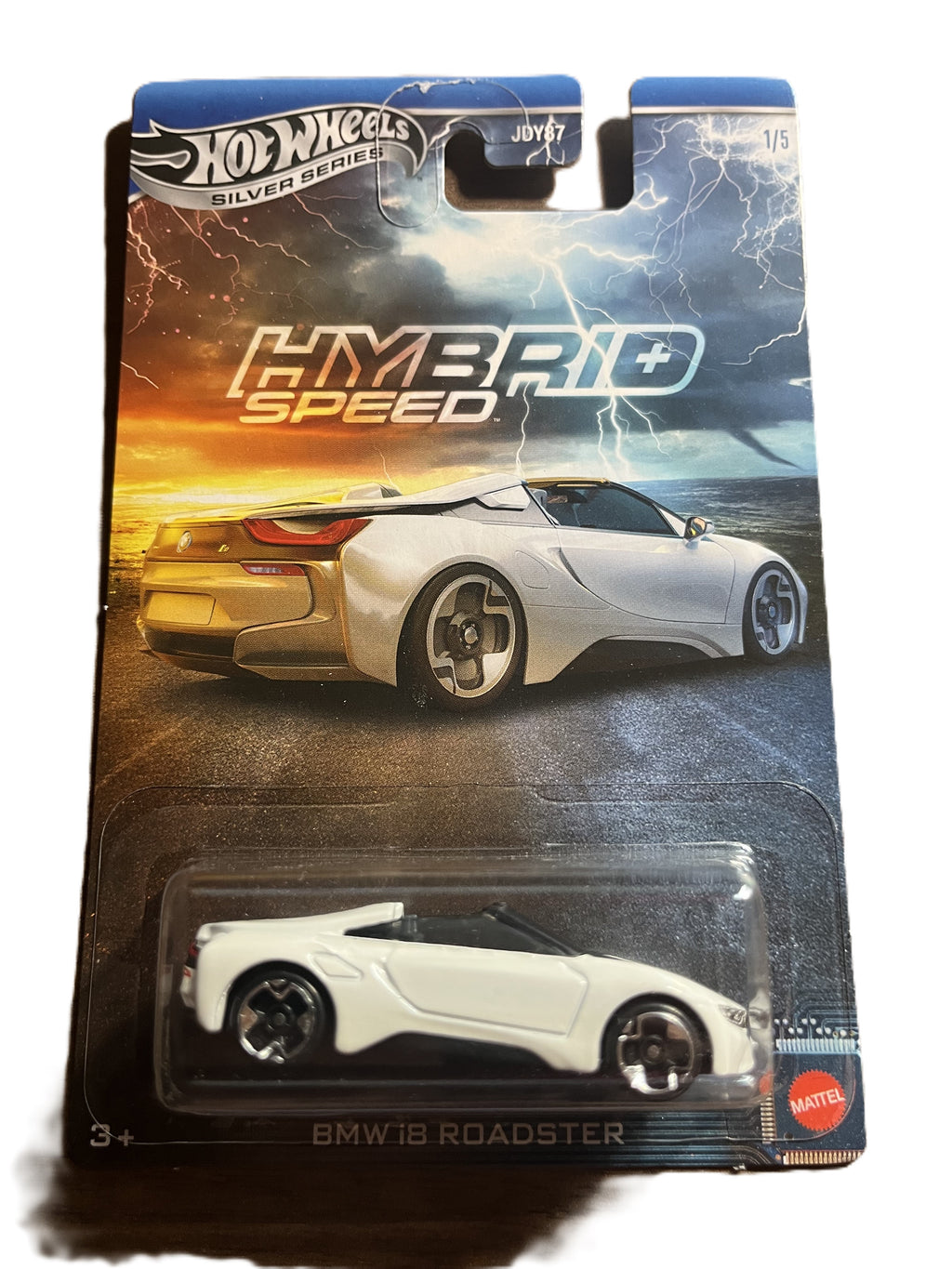 Hot Wheels JCB76 - BMW i8 Roadster - Hybrid Speed 1/5 - long Card Silver Series