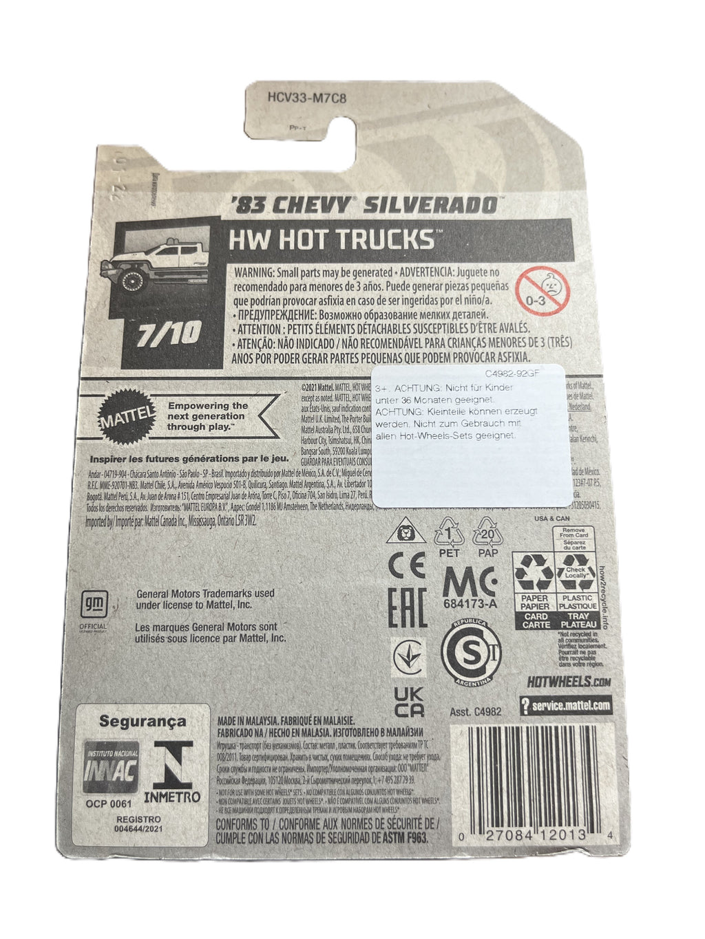 Hot Wheels HCV33 - 83 Chevy Silverado - long Card