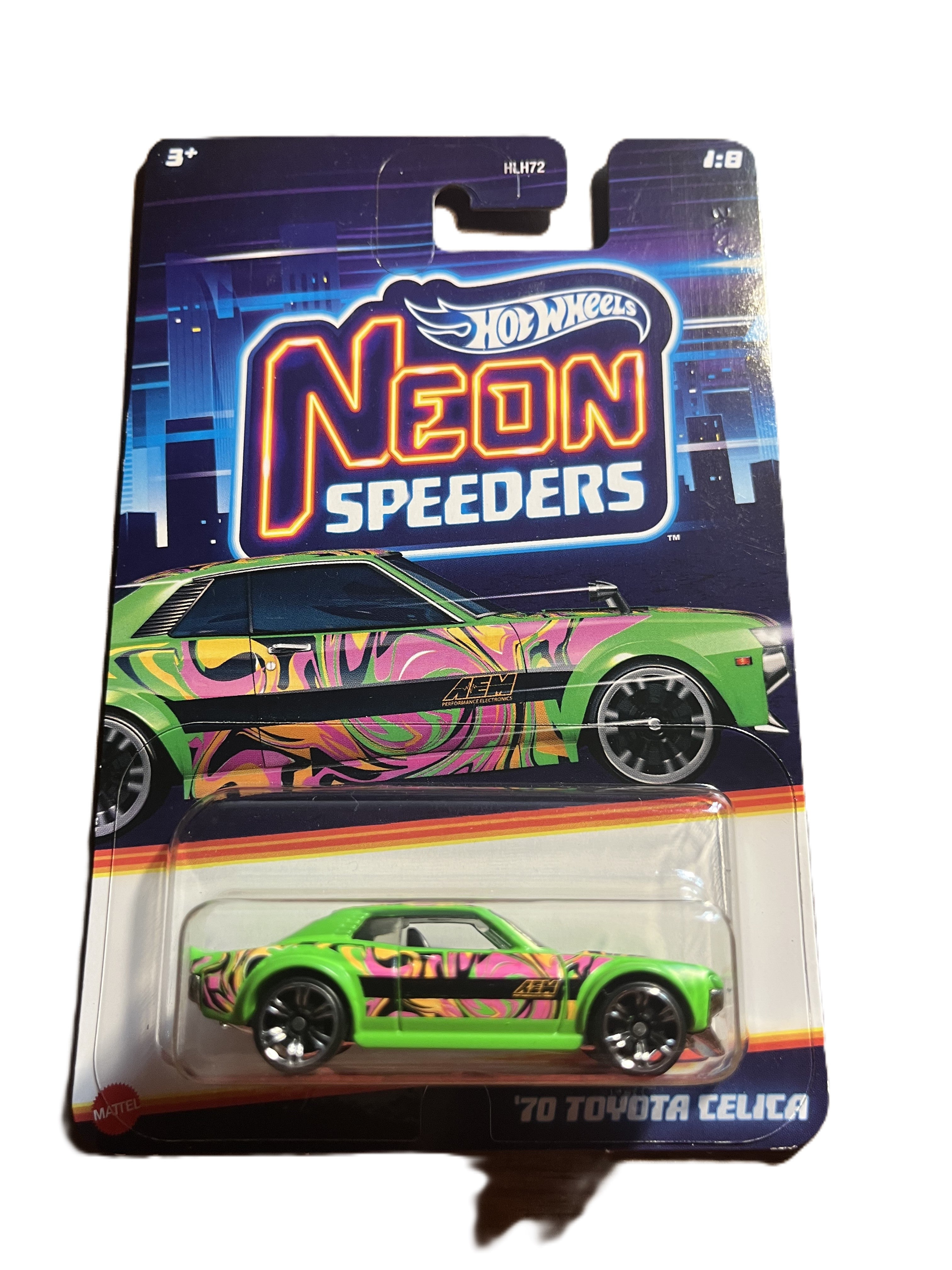 Hot Wheels HRW67 - 70 Toyota Celica - Neon Speeders - 1/8 - long Card