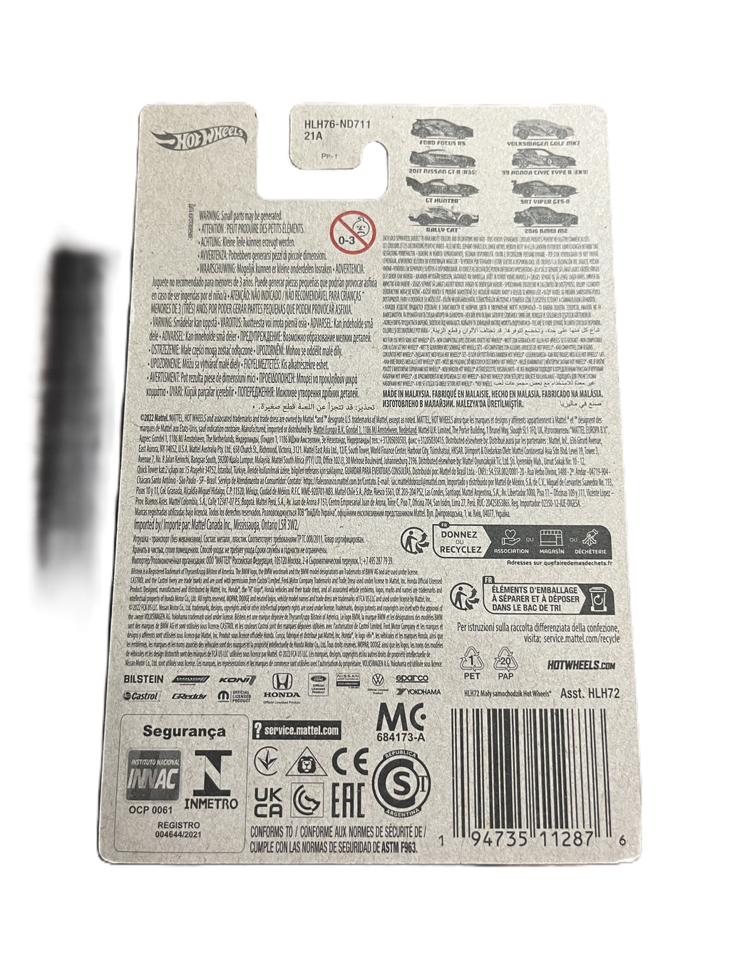 Hot Wheels HLH76 - 99 Honda Civic Type R (EK9) - Neon Speeders 4/8 - long Card