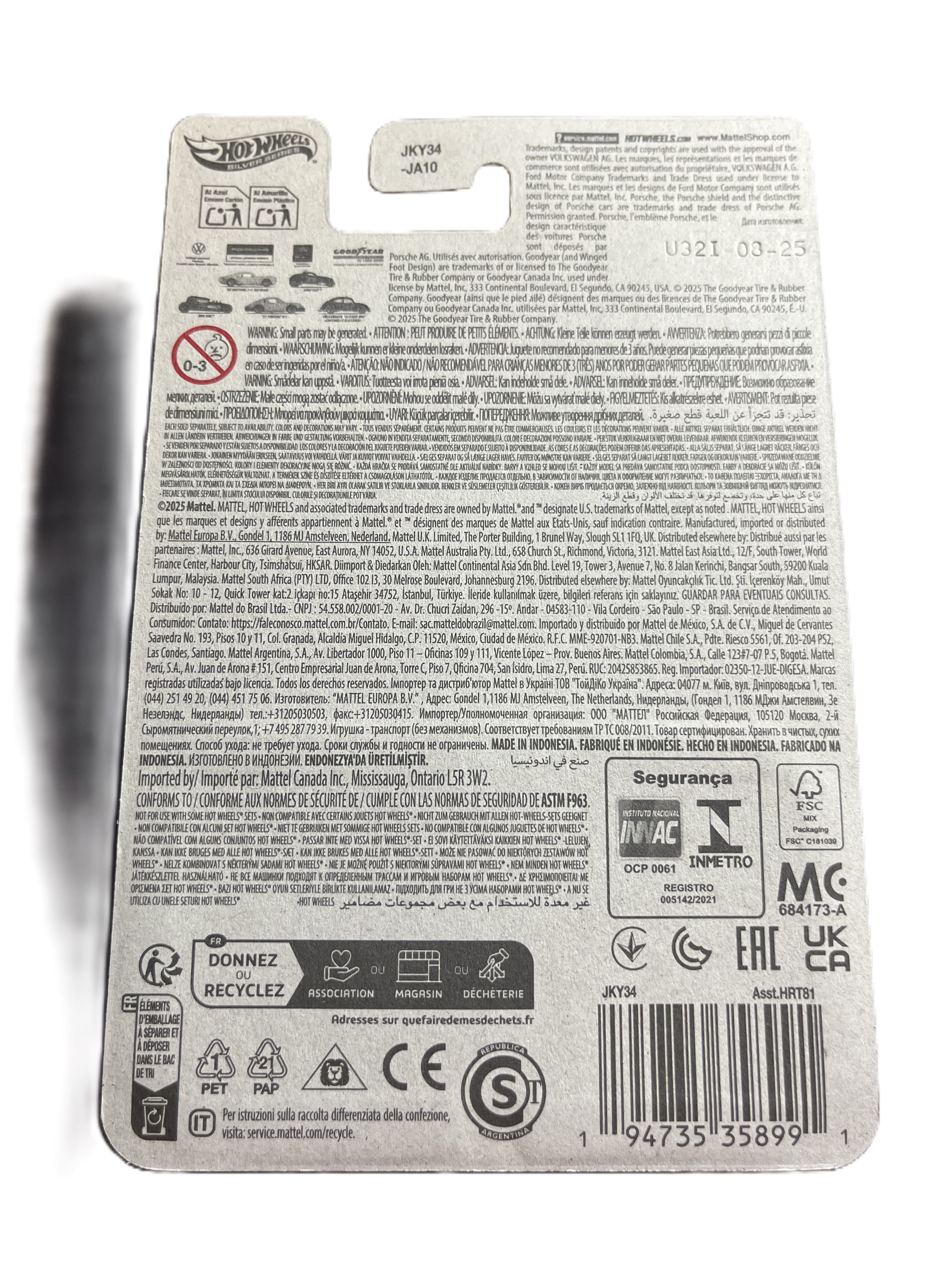 Hot Wheels JKY34 - 71 Porsche 911 - 1968 Vintage Club 4/5 - long Card Silver Series