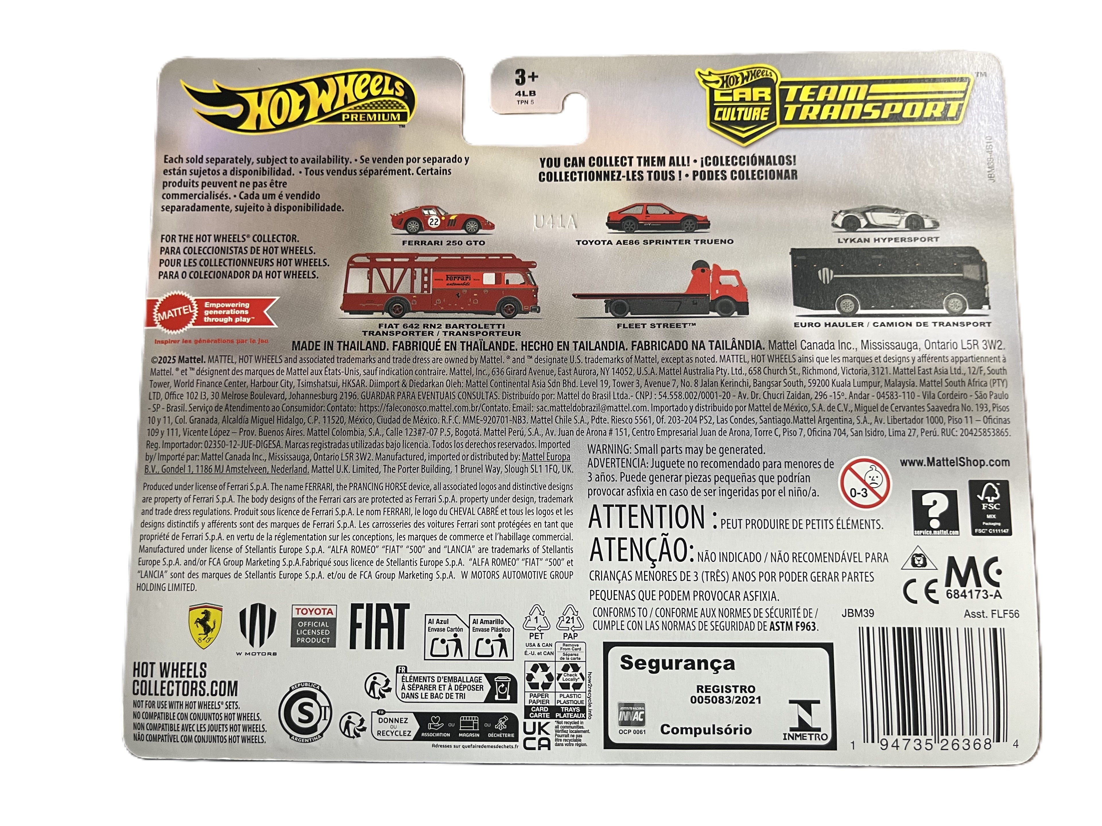 Hot Wheels JBM39 - Lykan Hypersport - Euro Hauler - Team Transport 85 - Premium