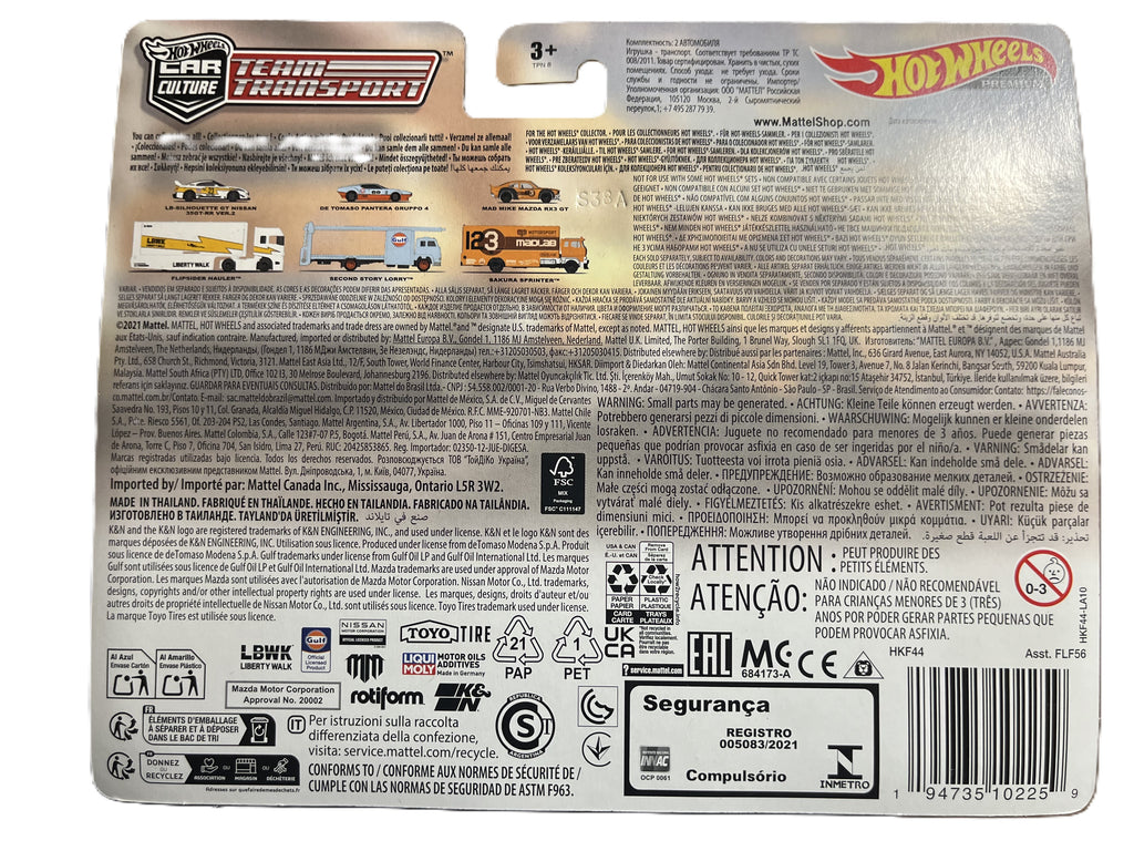 Hot Wheels HKF44 - Mad Mike Mazda RX3 GT - Sakura Sprinter - Team Transporter 58 - Premium