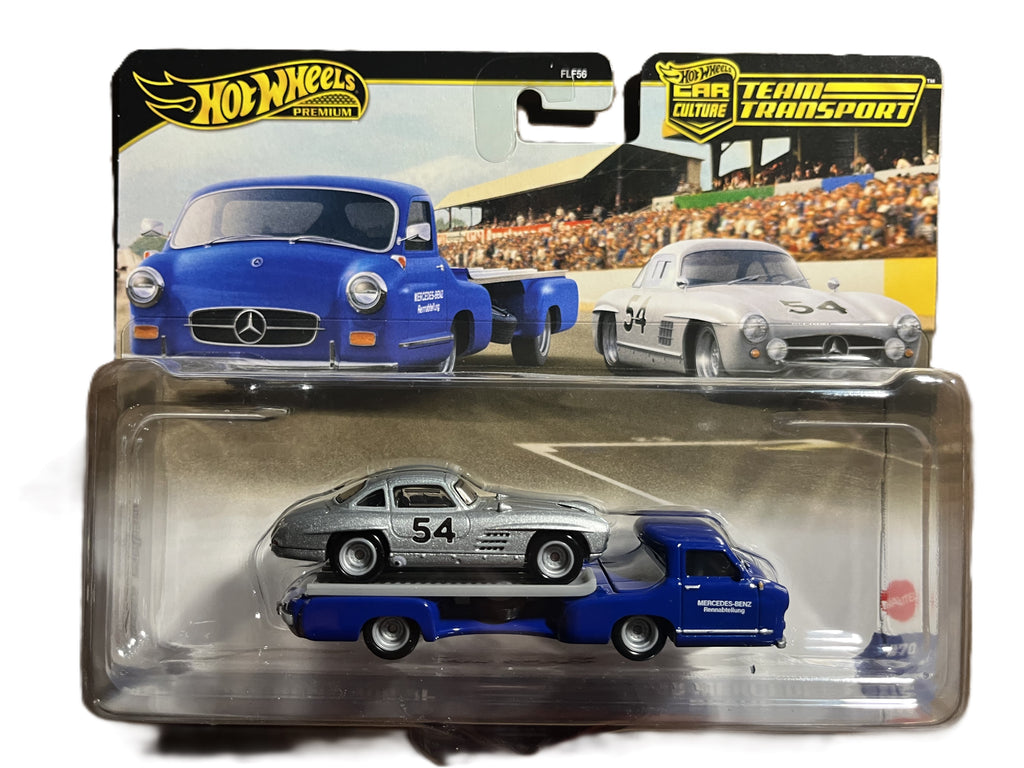 Hot Wheels HRV48 - Mercedes-Benz 300SL - 55 Mercedes-Benz Blaues Wunder - Team Transporter 70 - Premium