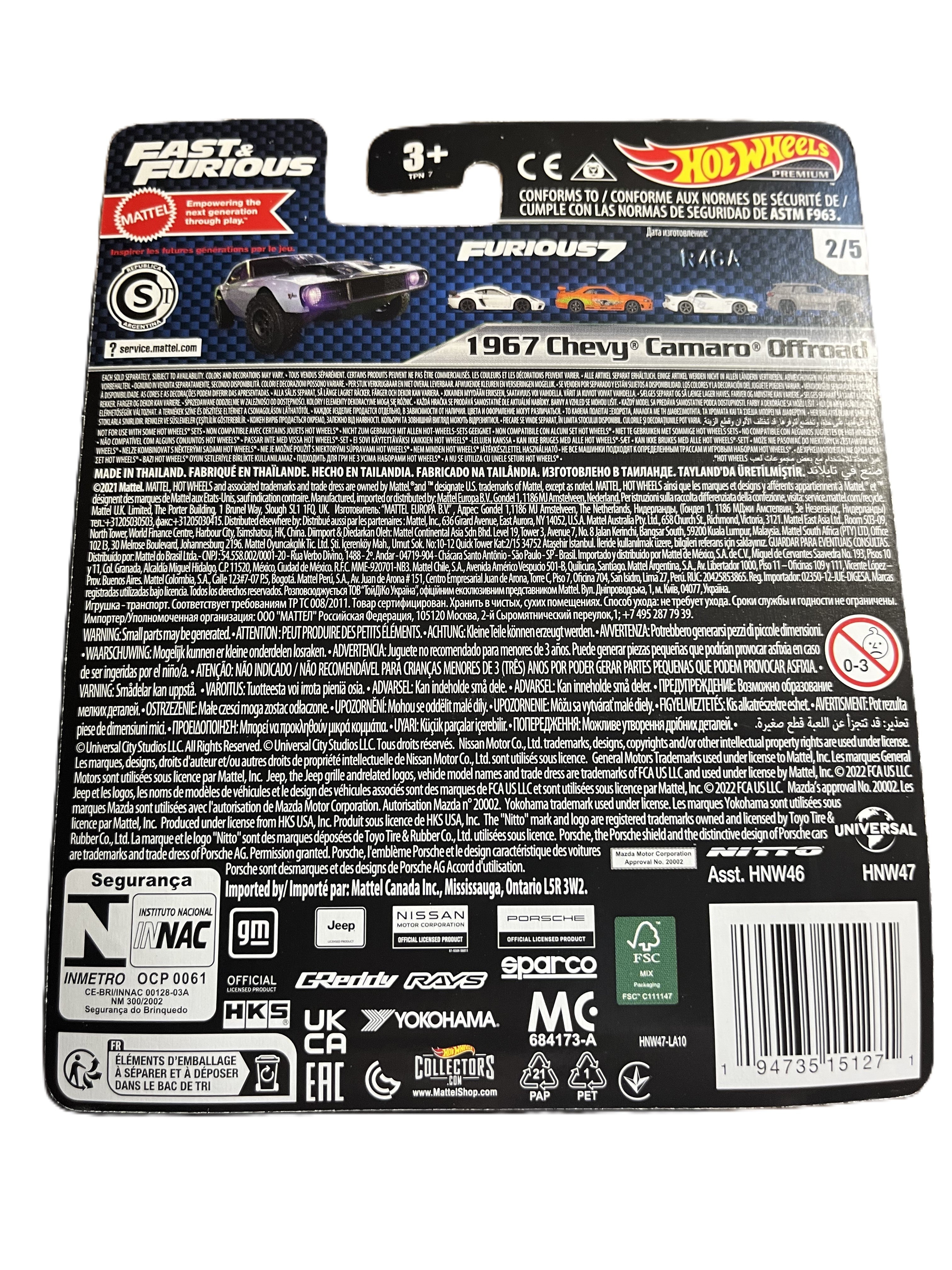 Hot Wheels HNW47 - 1967 Chevy Camaro Offroad - Fast & Furious 2/5 - Premium