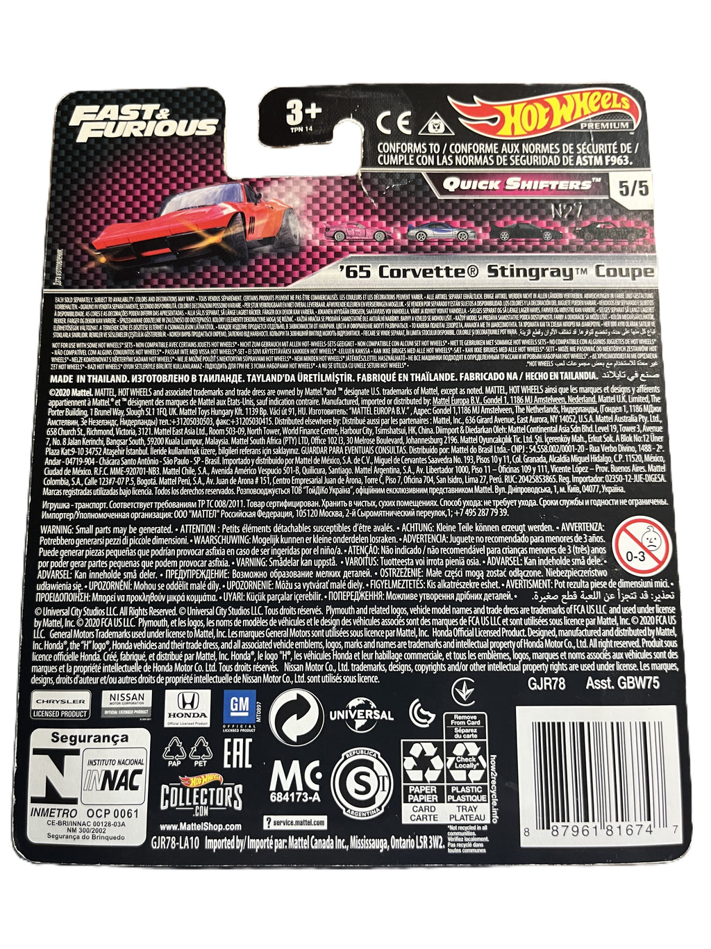 Hot Wheels GJR78 - 65 Corvette Stingray Coupe - Fast & Furious - Premium