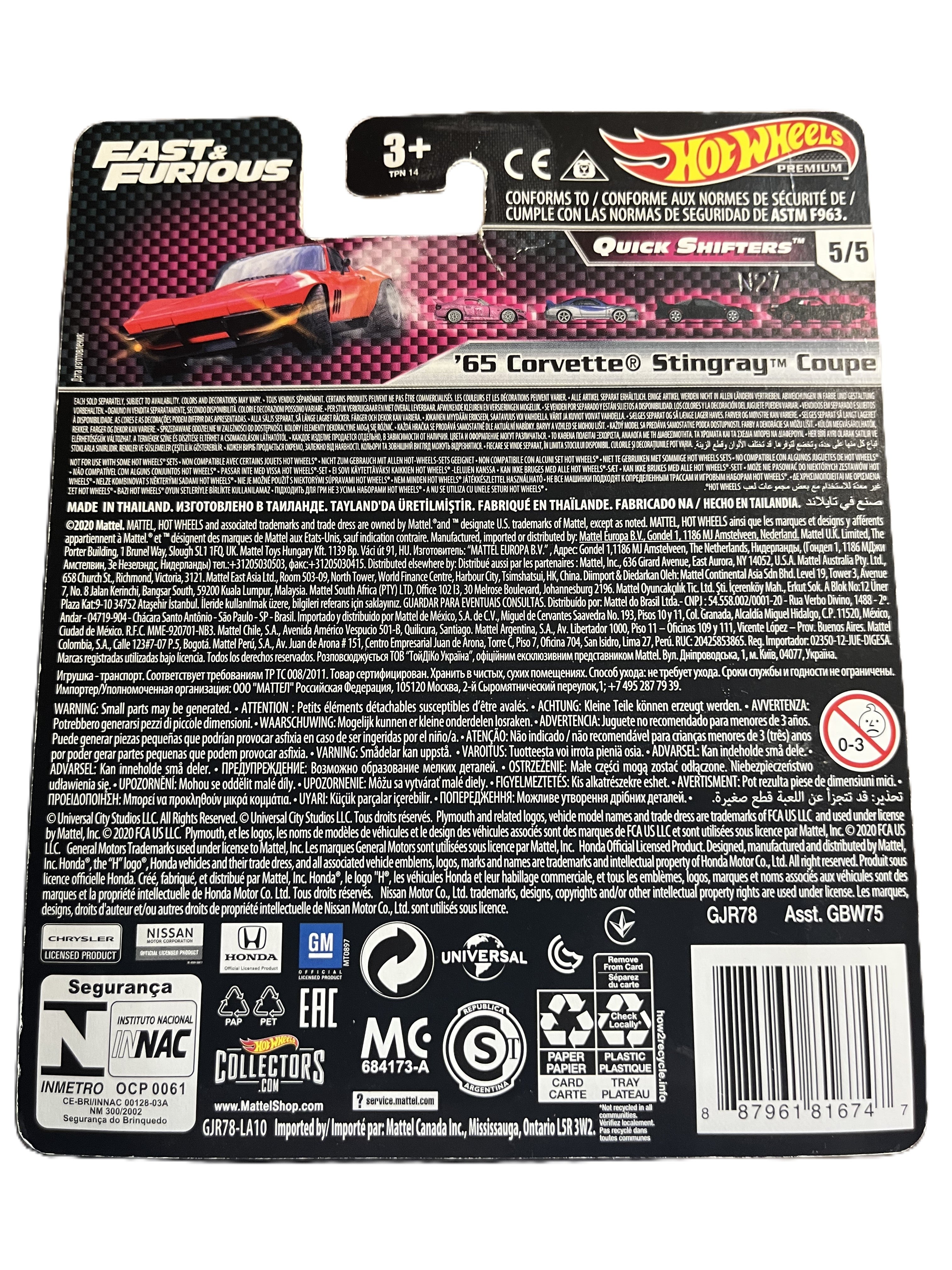 Hot Wheels GJR78 - 65 Corvette Stingray Coupe - Fast & Furious - Premium