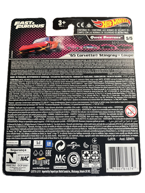 Hot Wheels GJR78 - 65 Corvette Stingray Coupe - Fast & Furious - Premium