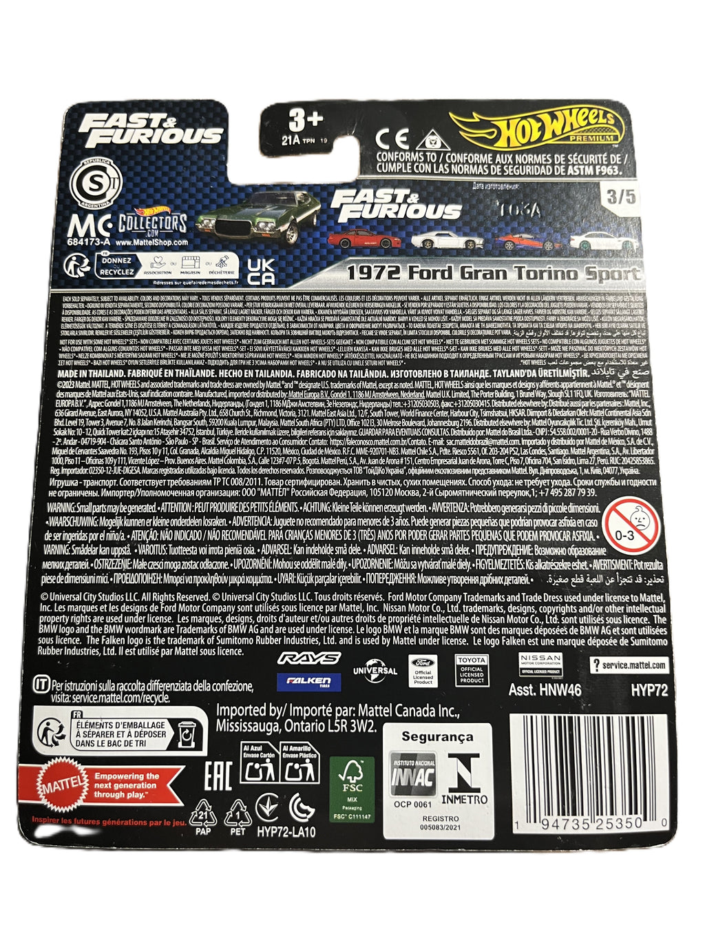 Hot Wheels HYP72 - 1972 Ford Gran Torino Sport - Fast & Furious 3/5 - Premium