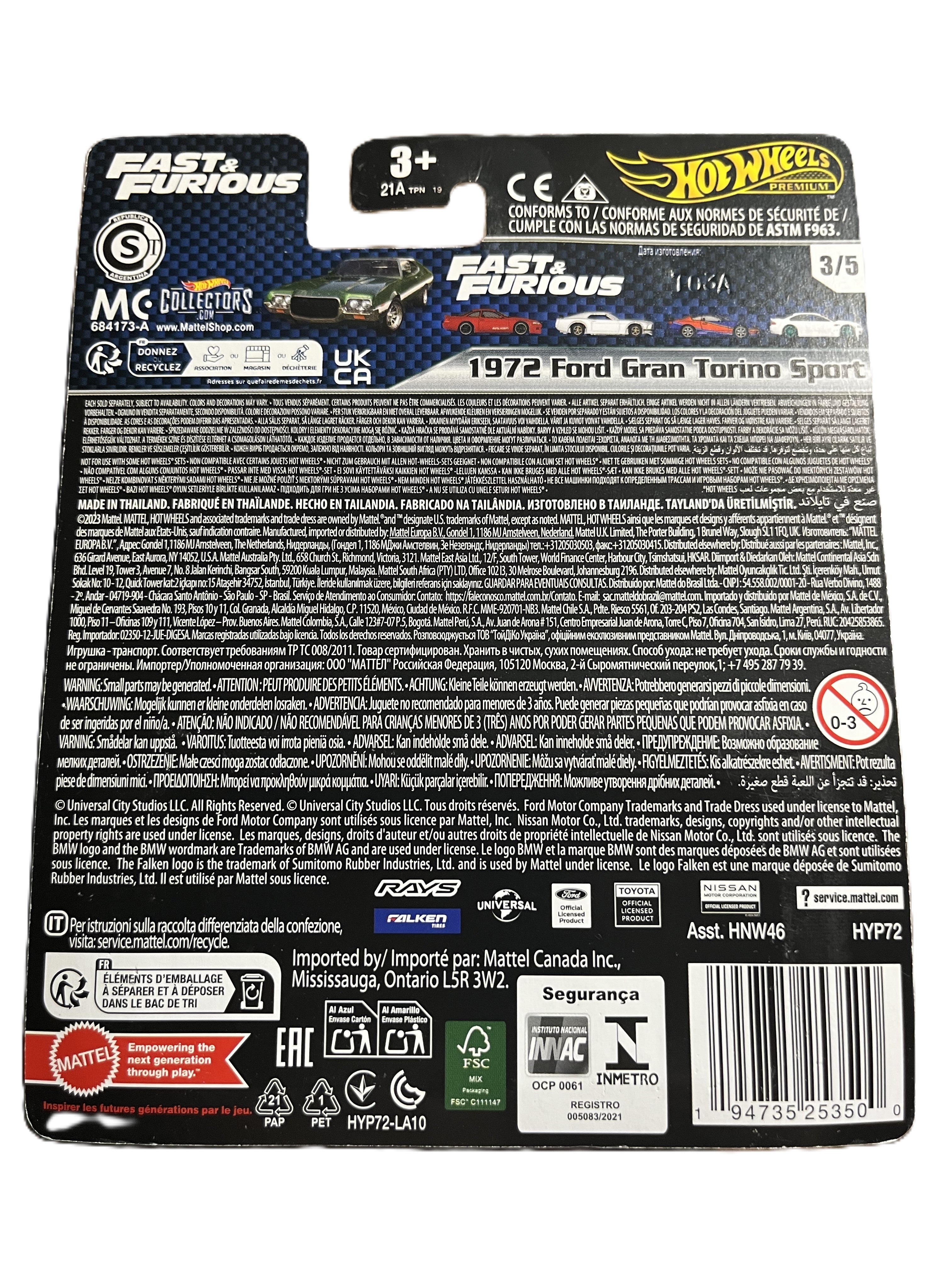 Hot Wheels HYP72 - 1972 Ford Gran Torino Sport - Fast & Furious 3/5 - Premium