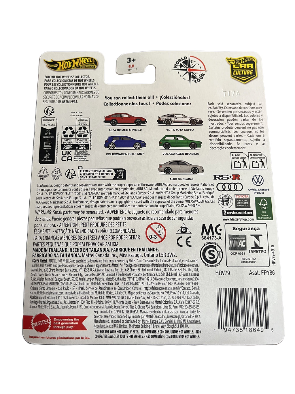 Hot Wheels HRV79 - Volkswagen Golf MK7 - World Tour 3/5 - Premium