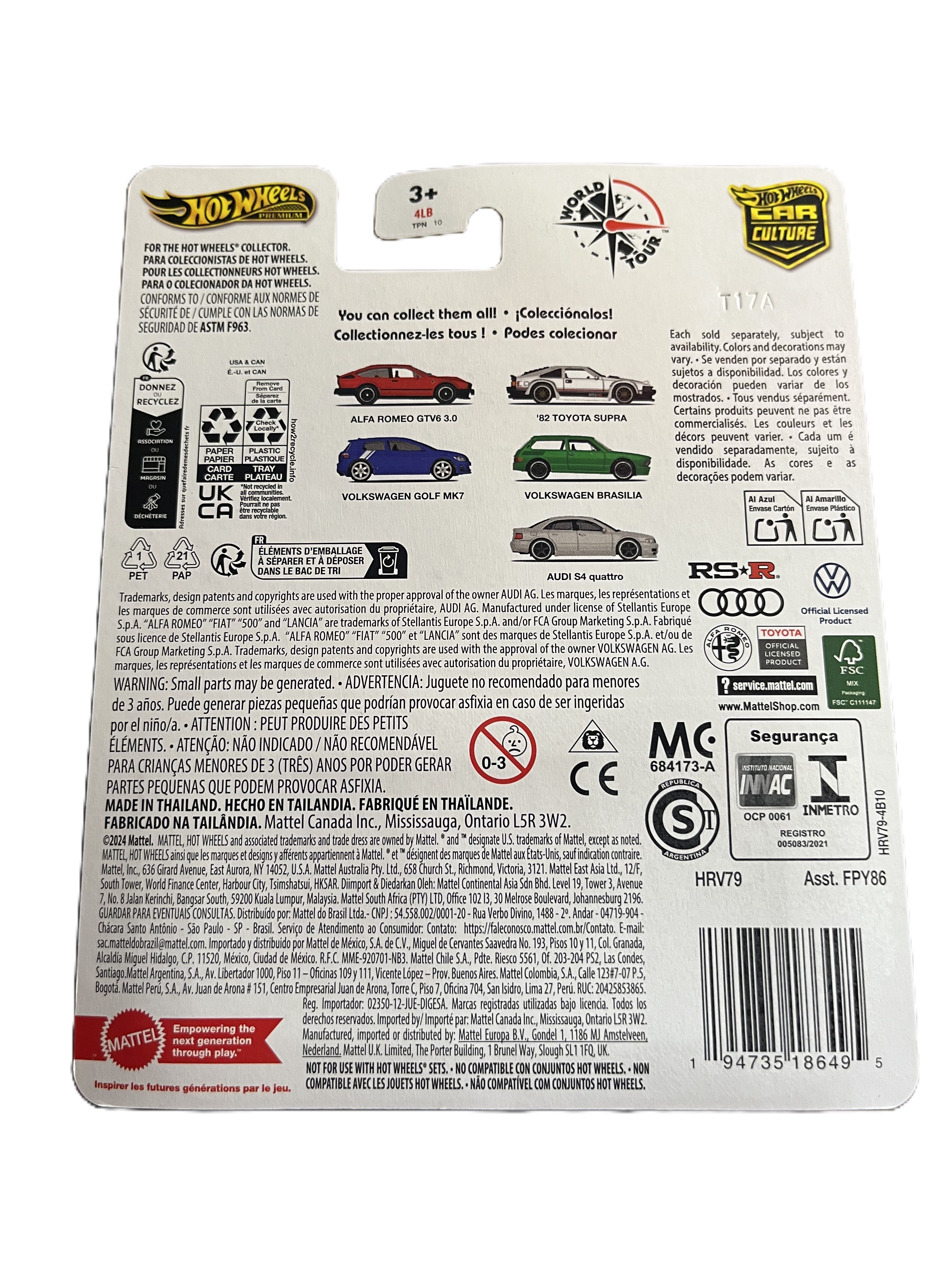Hot Wheels HRV79 - Volkswagen Golf MK7 - World Tour 3/5 - Premium