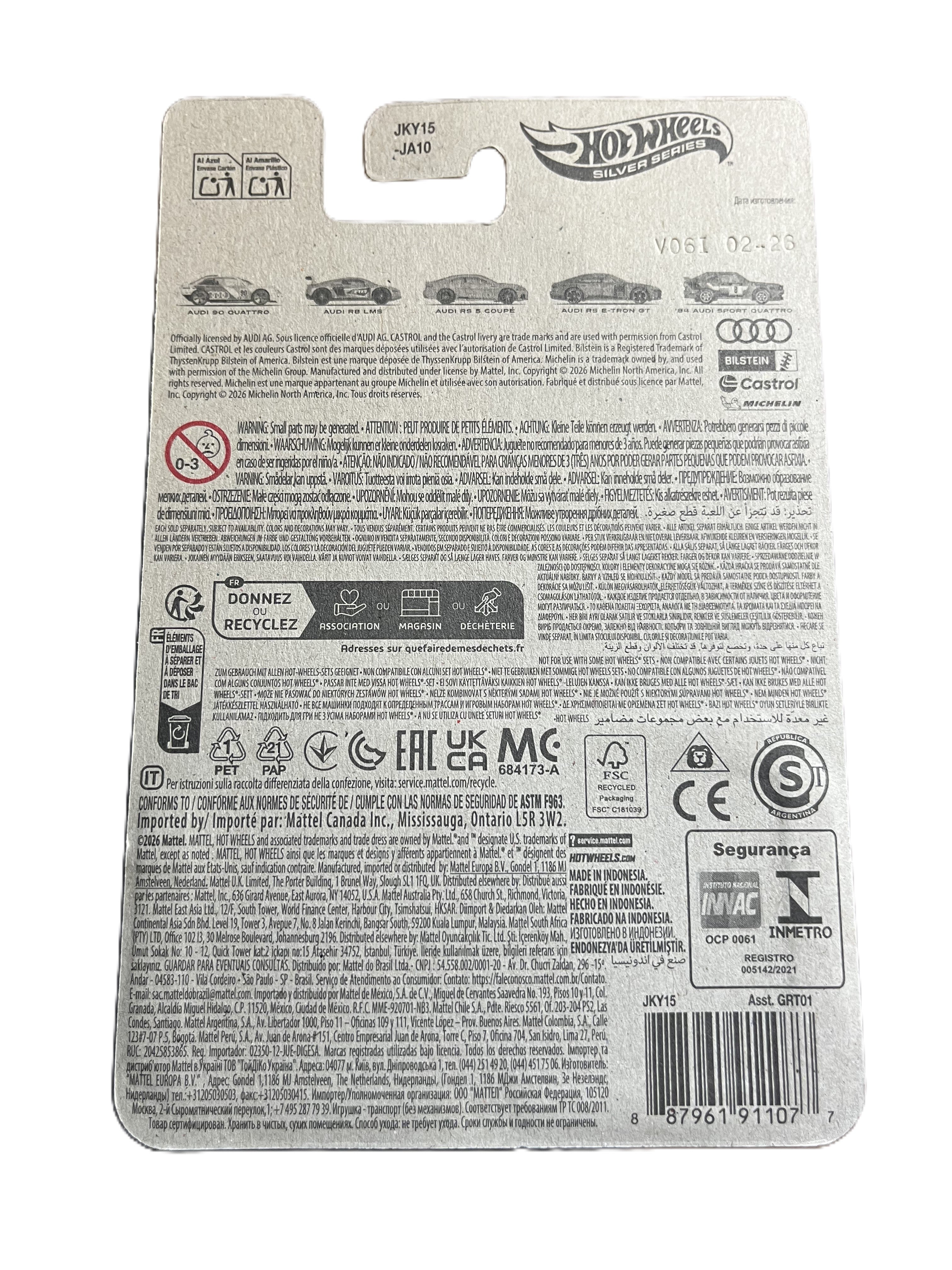 Hot Wheels JKY15 - Audi 90 Quattro - Silver Series 1/5 - long Card