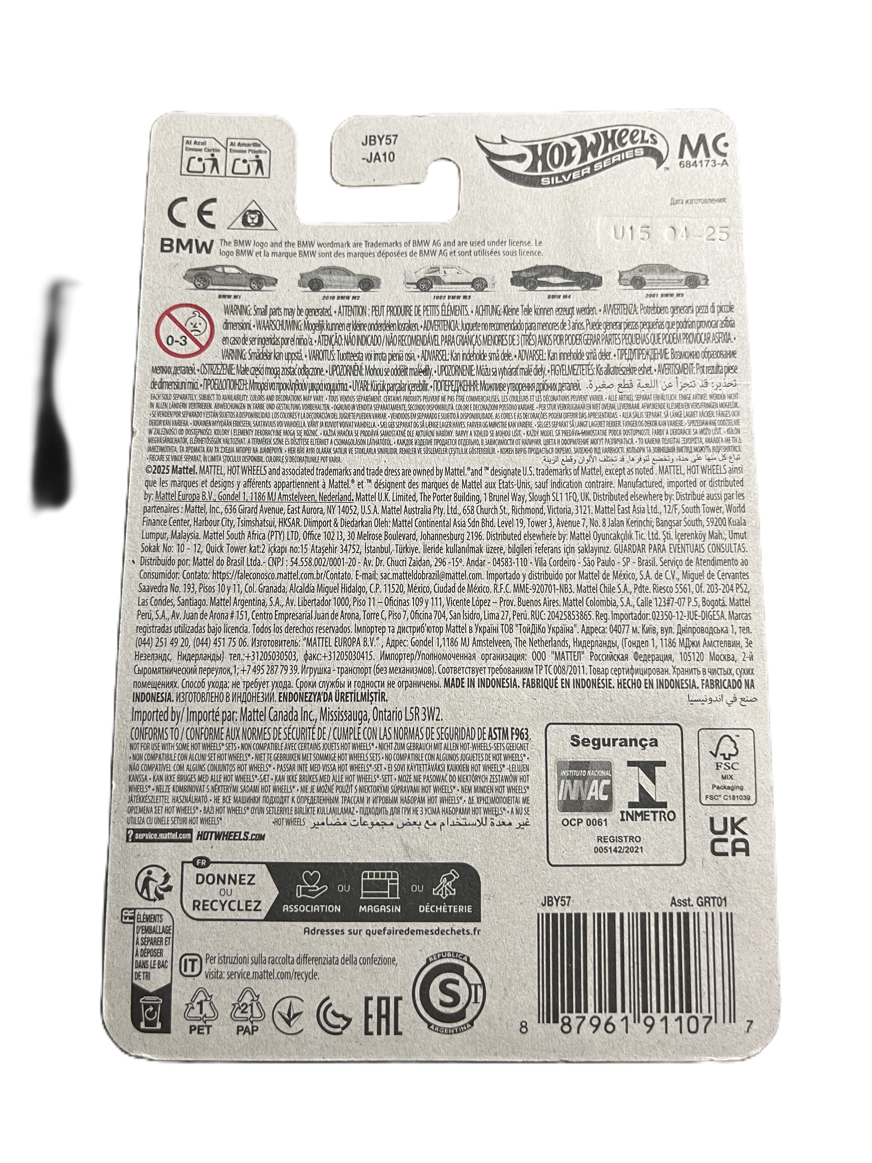 Hot Wheels JBY57 - BMW M4 - BMW 4/5 - long Card - silver Series