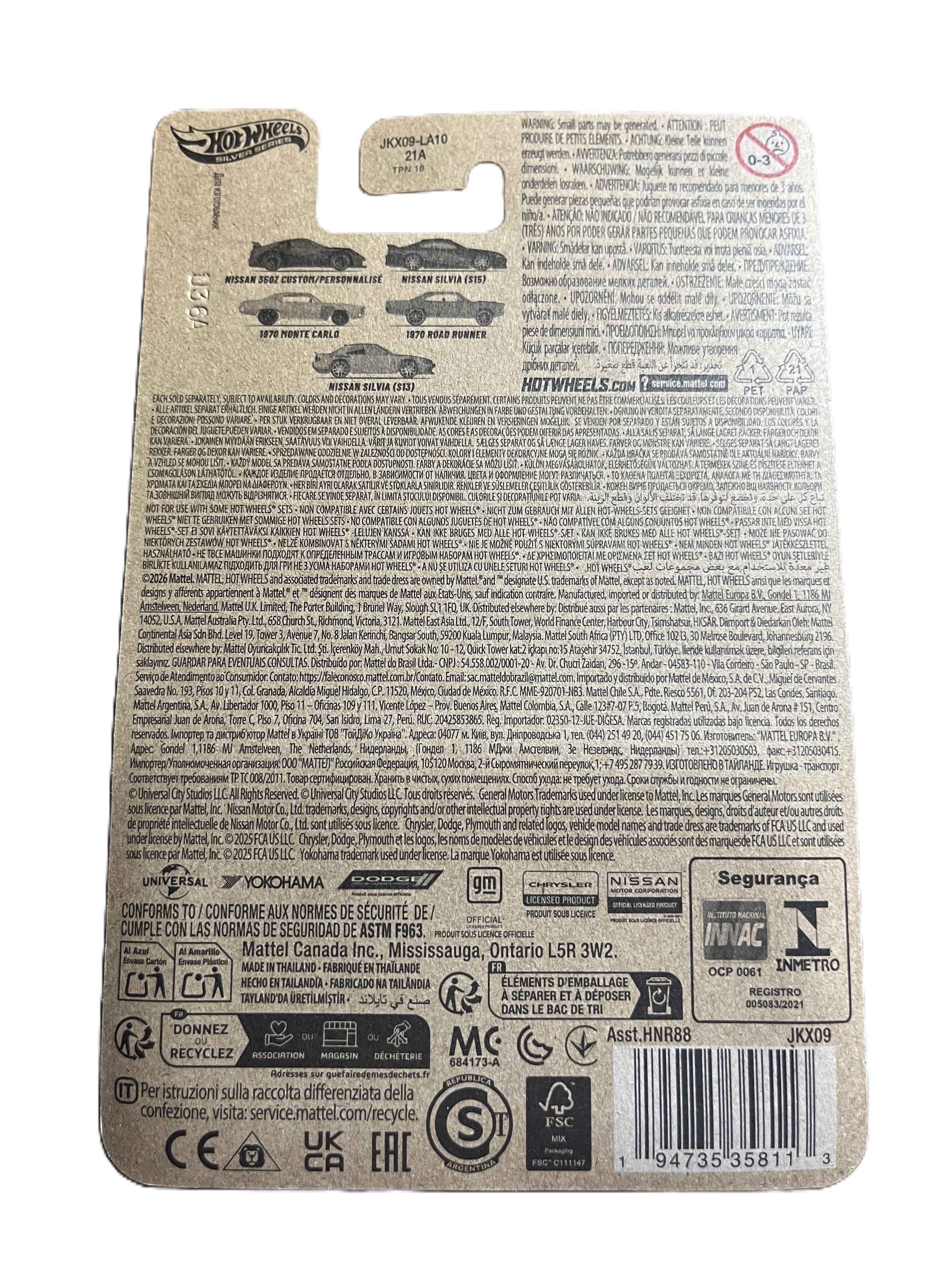 Hot Wheels JKX09 - Nissan Silvia (S13) - Tokyo Drift 5/5 - long Card - silver Series