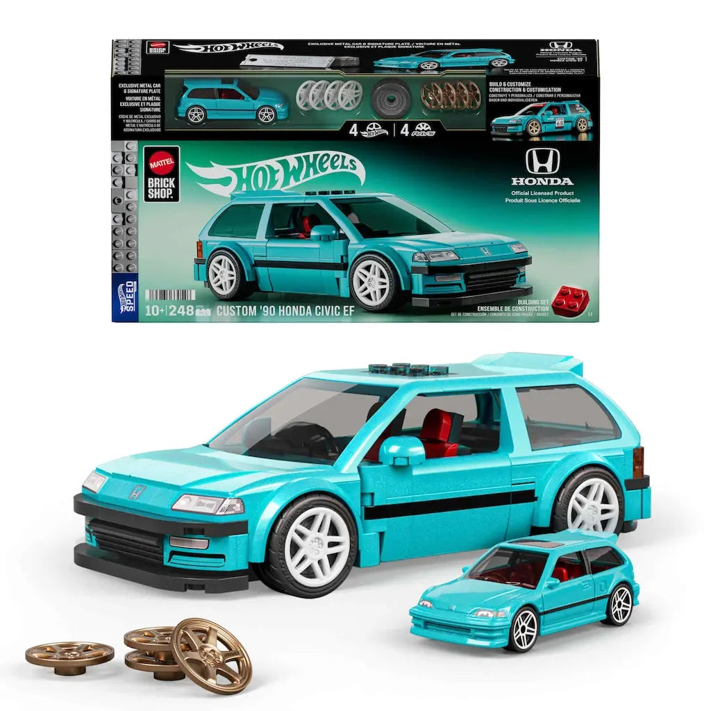 Mattel Brick Shop JHF62, Hot Wheels Custom ’90 Honda Civic Ef Bauspielzeugset (248 Teile), Für Sammler