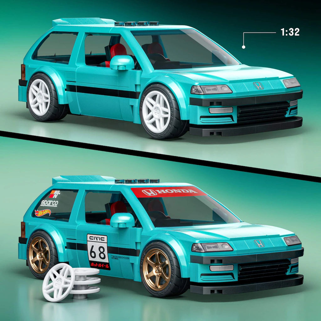 Mattel Brick Shop JHF62, Hot Wheels Custom ’90 Honda Civic Ef Bauspielzeugset (248 Teile), Für Sammler