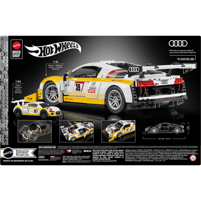 Mattel Brick Shop JFT18, Hot Wheels ‘15 Audi R8 Lms Bauspielzeugset (820 Teile), Für Sammler