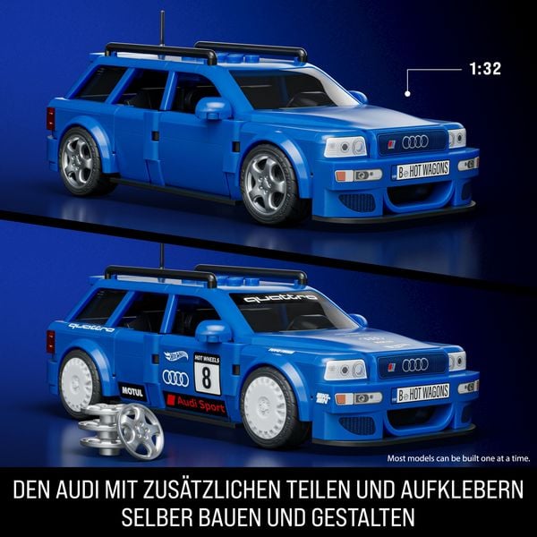 Mattel Brick Shop JGR28, Hot Wheels 94 Audi Avant RS2 Bauspielzeugset (253 Teile), Für Sammler