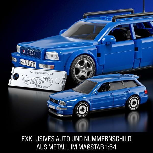Mattel Brick Shop JGR28, Hot Wheels 94 Audi Avant RS2 Bauspielzeugset (253 Teile), Für Sammler